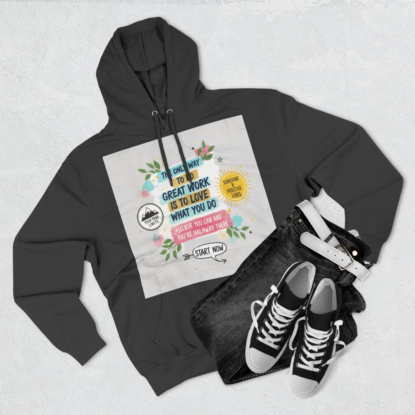 Inspiring Fleece Hoodie for Motivation, Cozy Sweatshirt, Gift for Job Seekers, Work from Home Apparel, Positive Vibes Hoodie