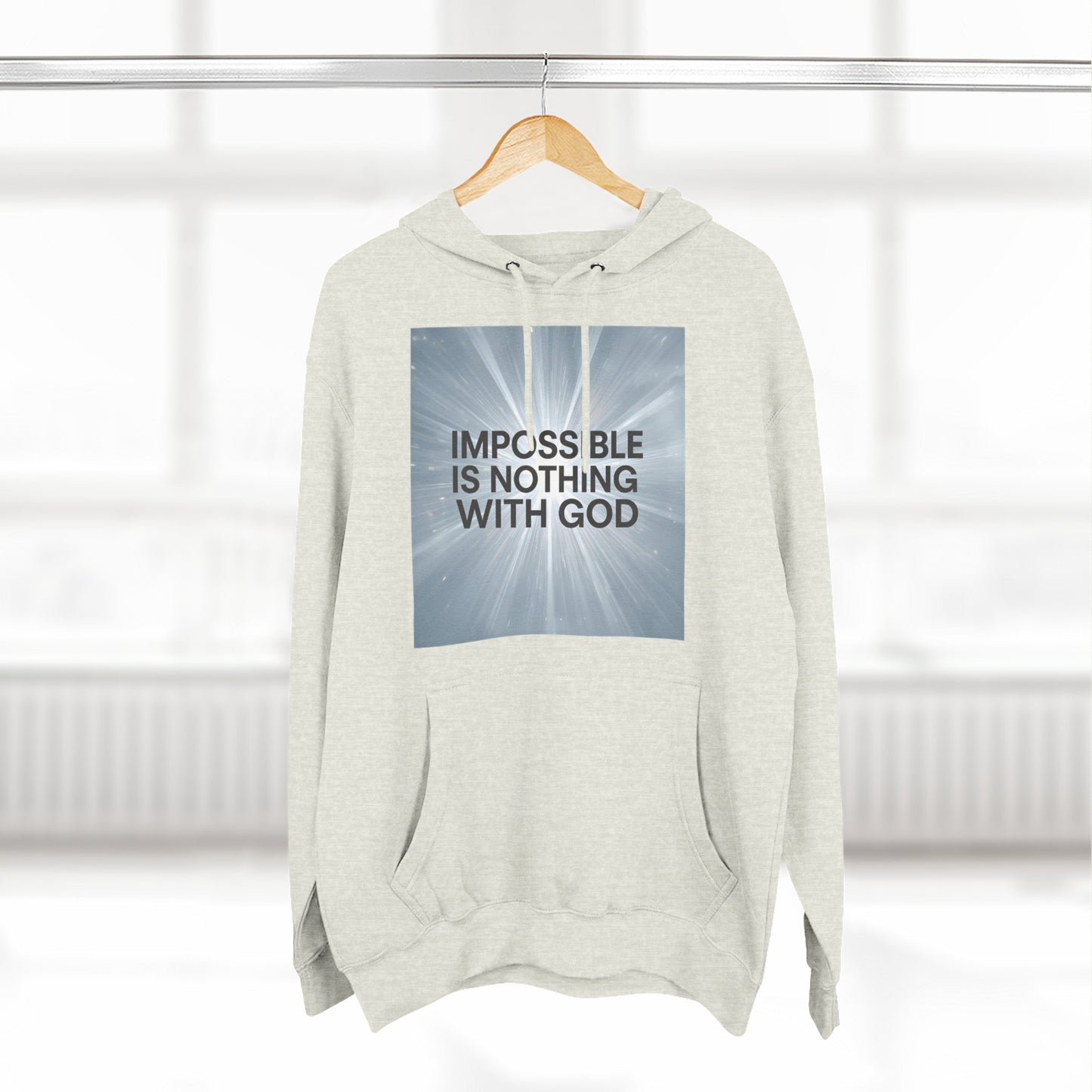 Inspirational Fleece Hoodie - Impossible is Nothing with God, Cozy Sweatshirt for Faith, Spirituality, Gift for Religious Friends.