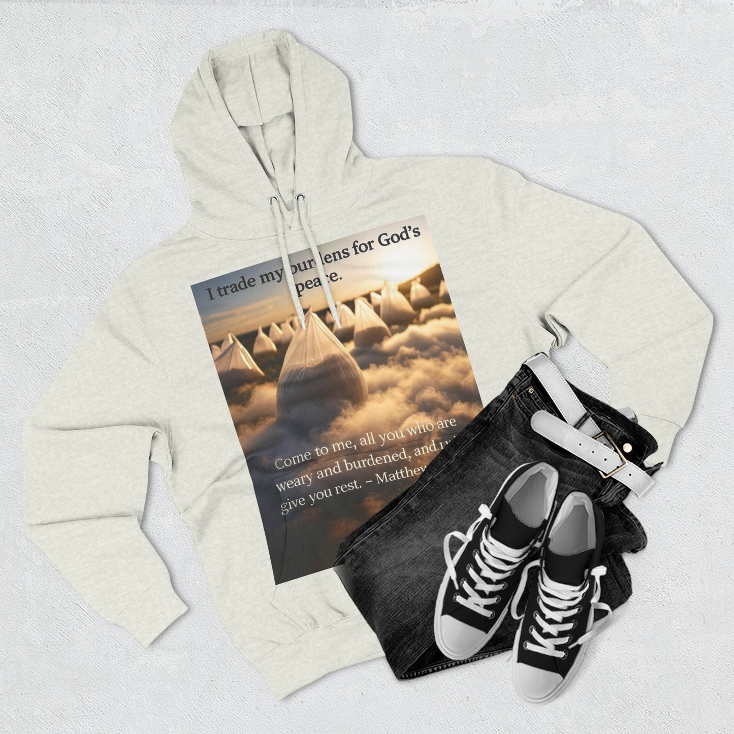 Inspirational Fleece Hoodie with Bible Verse, Cozy Christian Apparel, Perfect Gift for Faith, Relaxation, and Every Occasion