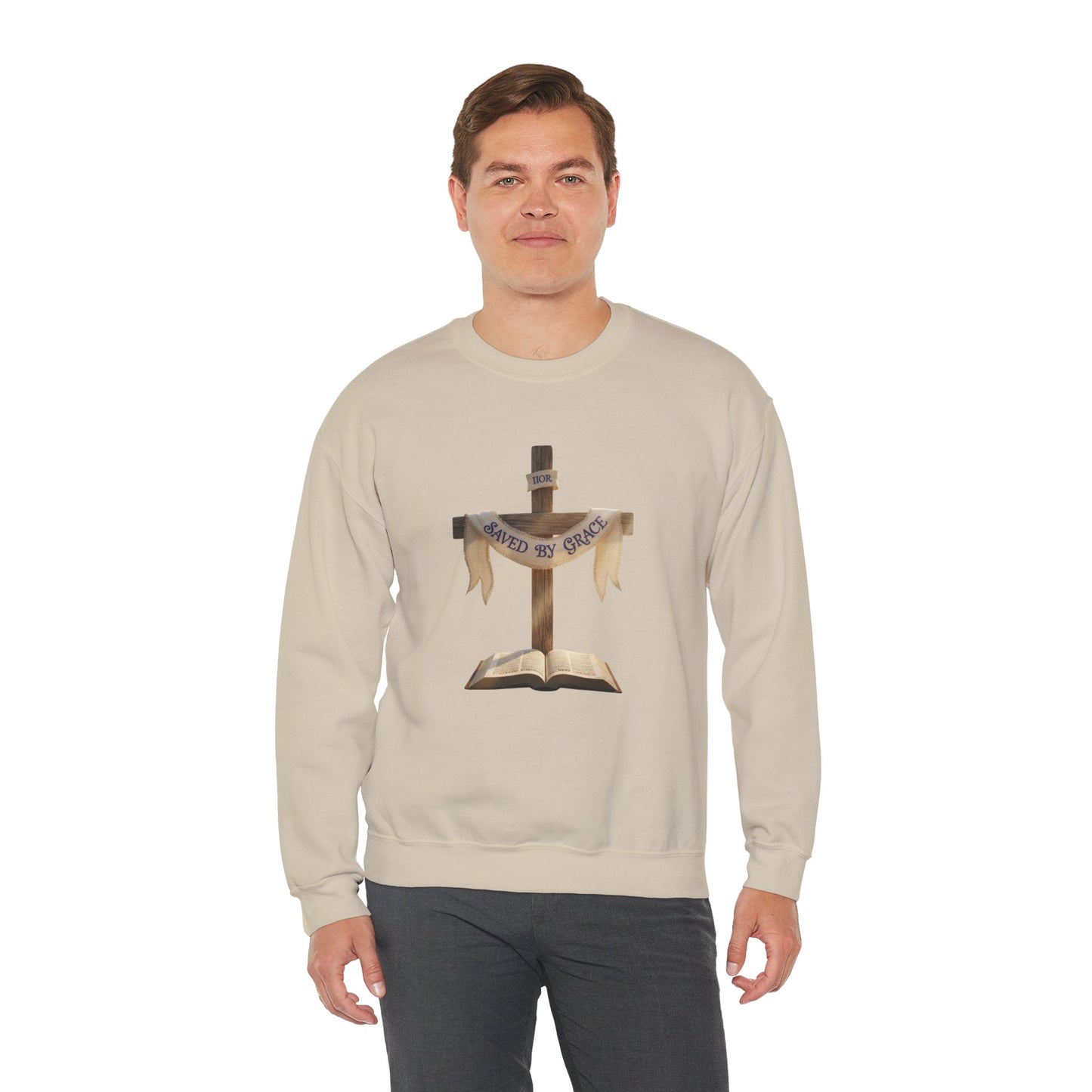 Faith-Inspired Crewneck Sweatshirt, Unisex Casual Wear, Christian Apparel, Cozy Gift for Religious Occasions, Scripture Design