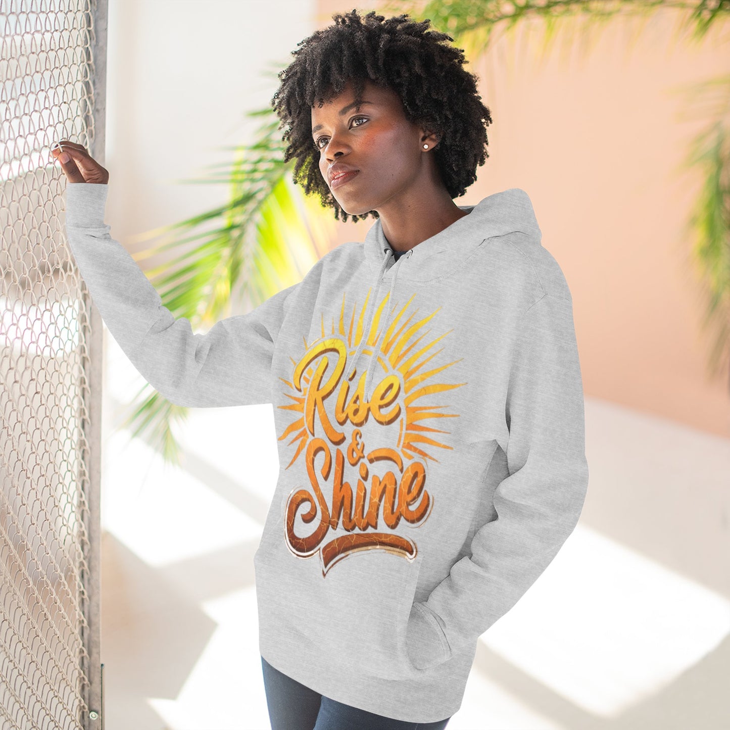 Rise & Shine Fleece Hoodie for Cozy Days, Inspirational Sweatshirt, Perfect Gift for Friends, Casual Wear, Comfort in Style