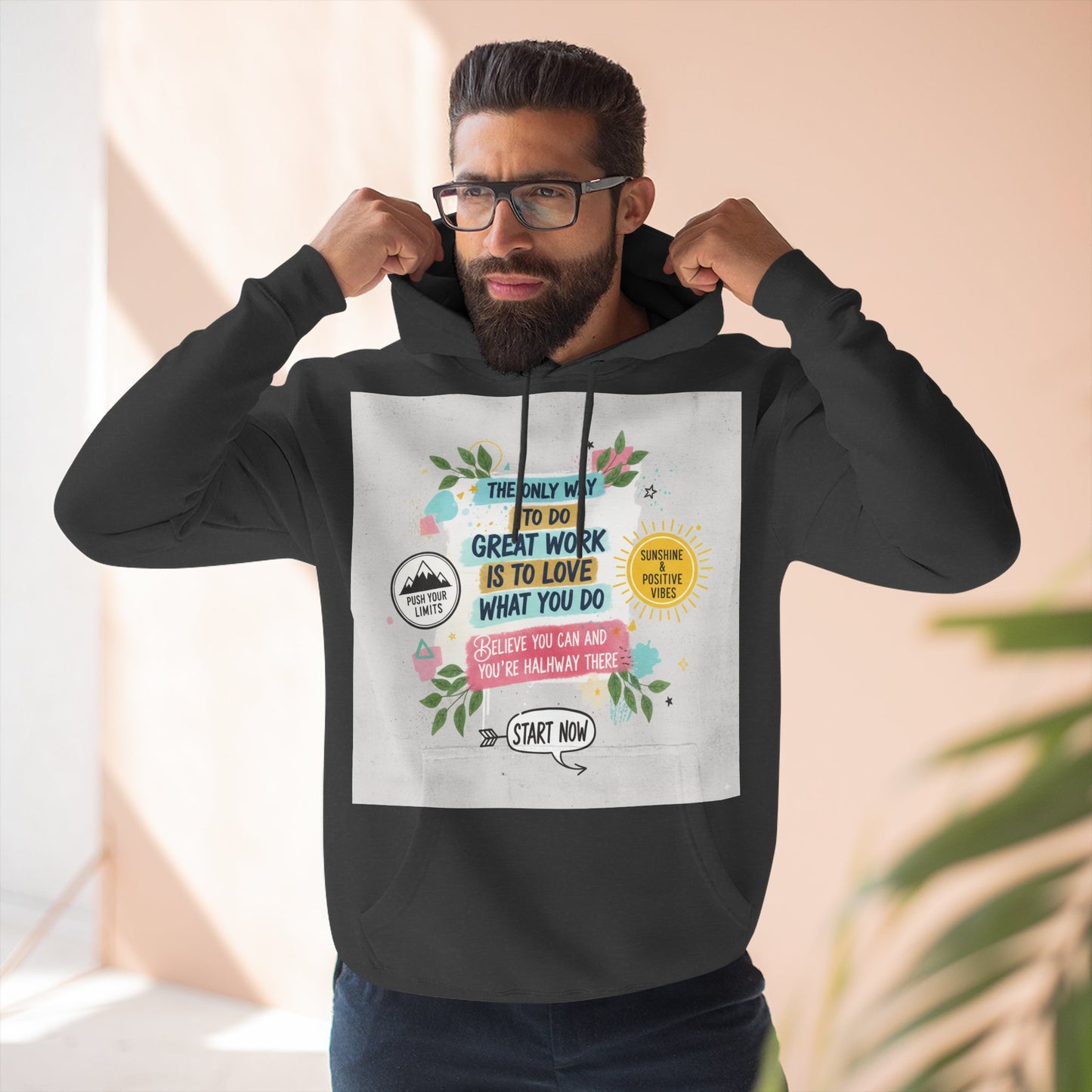 Inspiring Fleece Hoodie for Motivation, Cozy Sweatshirt, Gift for Job Seekers, Work from Home Apparel, Positive Vibes Hoodie