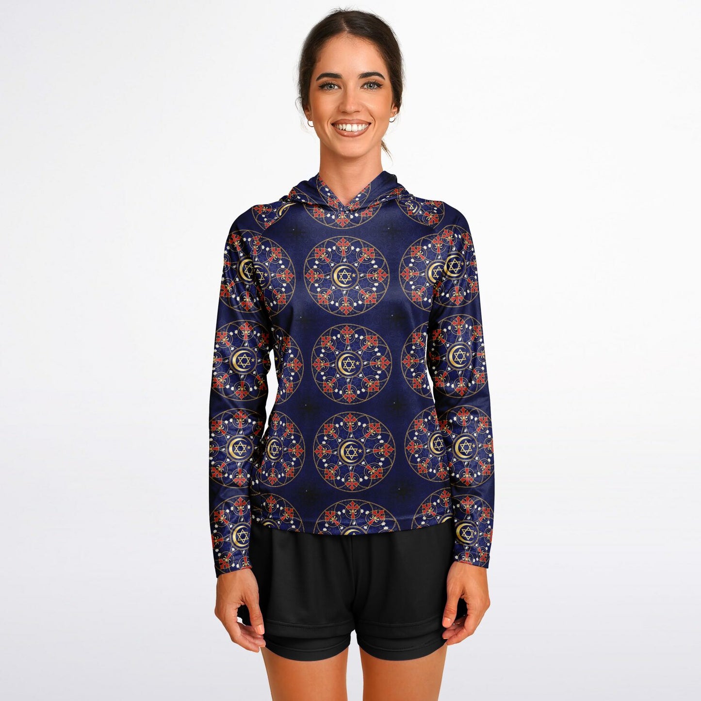 Women's Long Sleeve Hooded Performance Shirt - AOP