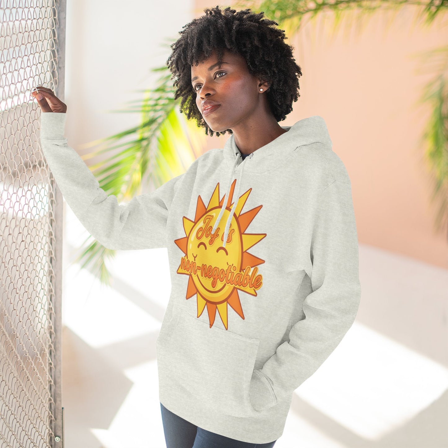 Joyful Fleece Hoodie - Sun Design, Casual Wear, Cozy Gift, Cheerful Apparel, Sunshine Hoodie