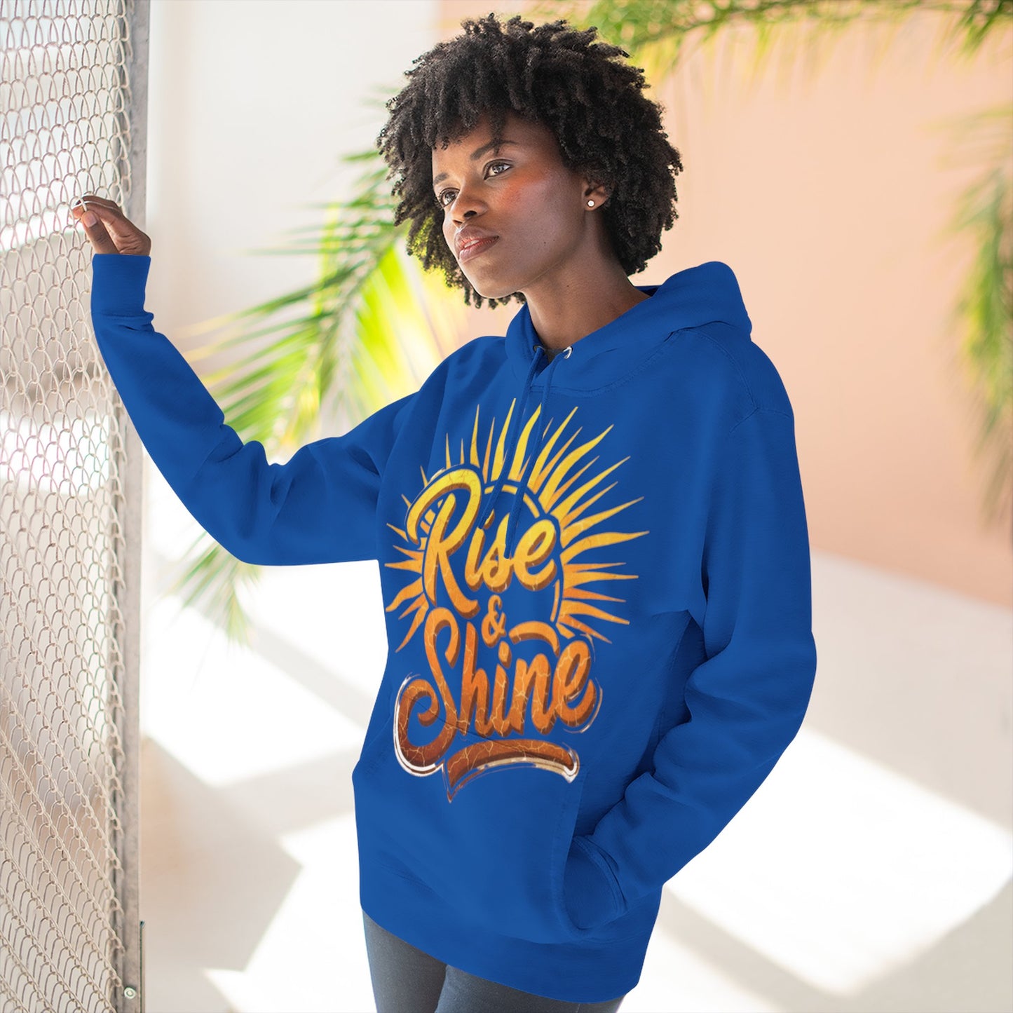 Rise & Shine Fleece Hoodie for Cozy Days, Inspirational Sweatshirt, Perfect Gift for Friends, Casual Wear, Comfort in Style