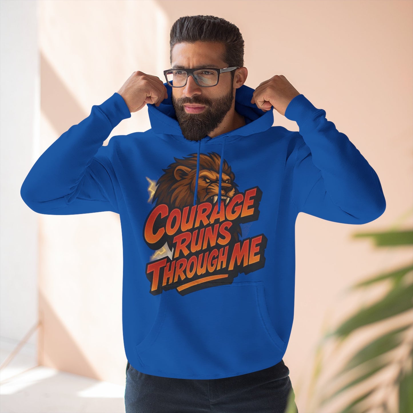 Courageous Lion Fleece Hoodie - Motivational Gift for Animal Lovers, Cozy Apparel for Fall, Bold Statement Wear, Unisex Sweatshirt, [...]