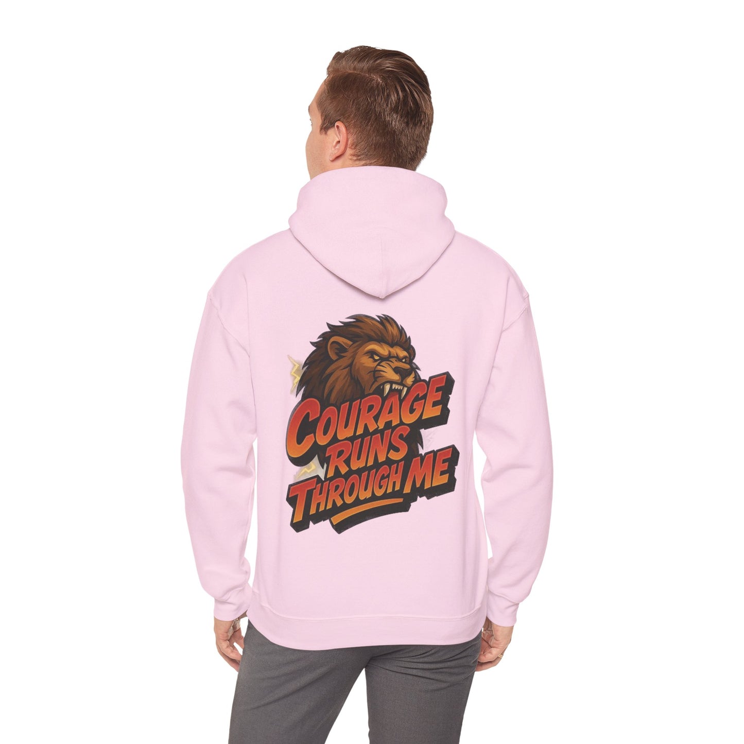 Courage Runs Through Me Hoodie - Unisex Heavy Blend Sweatshirt, Cozy Gift for Motivational Living, Perfect for Workout.
