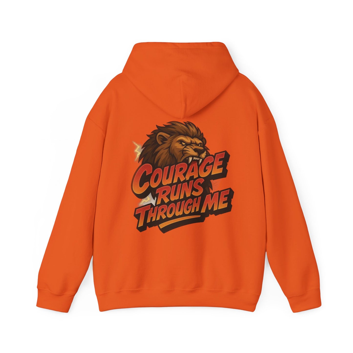 Courage Runs Through Me Hoodie - Unisex Heavy Blend Sweatshirt, Cozy Gift for Motivational Living, Perfect for Workout.