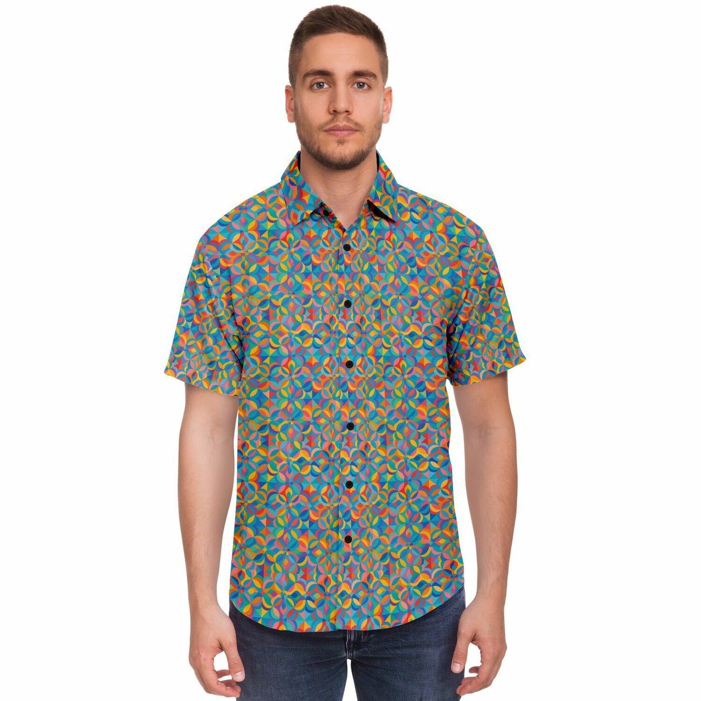 Short Sleeve Button Down Shirt - AOP