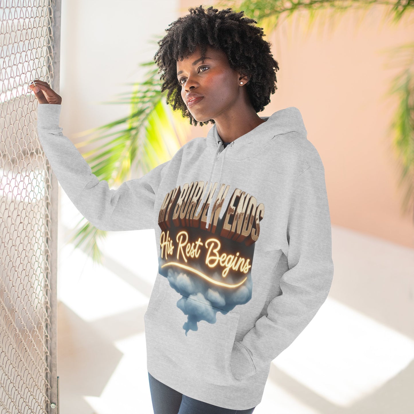 Inspirational Three-Panel Fleece Hoodie, Cozy Sweatshirt, Motivational Gift, Relaxation Wear, Everyday Comfort