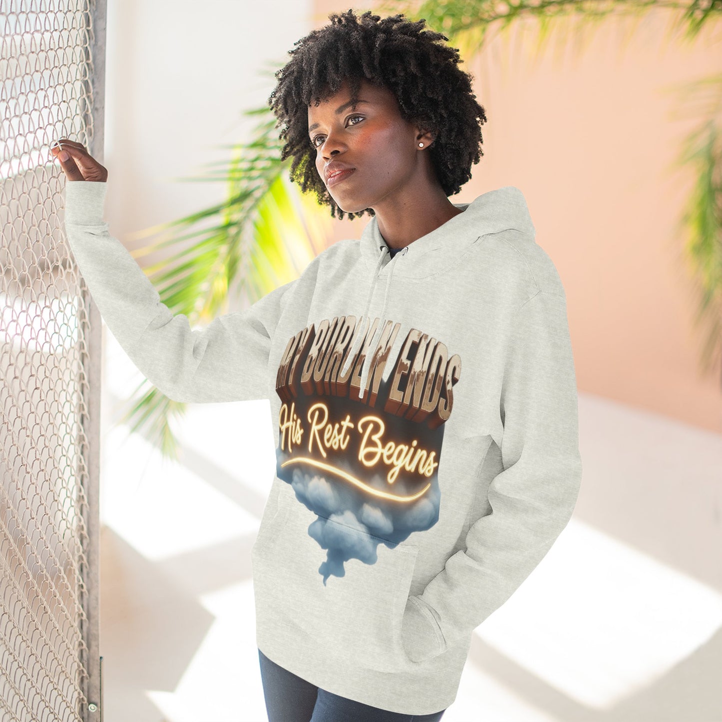 Inspirational Three-Panel Fleece Hoodie, Cozy Sweatshirt, Motivational Gift, Relaxation Wear, Everyday Comfort