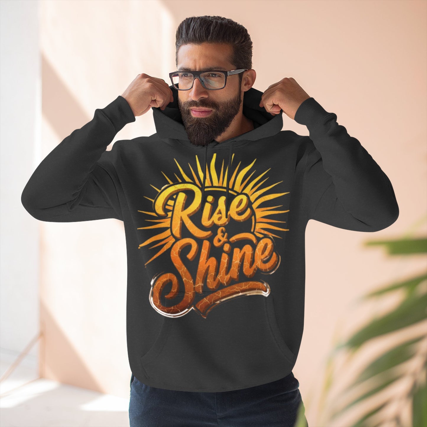 Rise & Shine Fleece Hoodie for Cozy Days, Inspirational Sweatshirt, Perfect Gift for Friends, Casual Wear, Comfort in Style