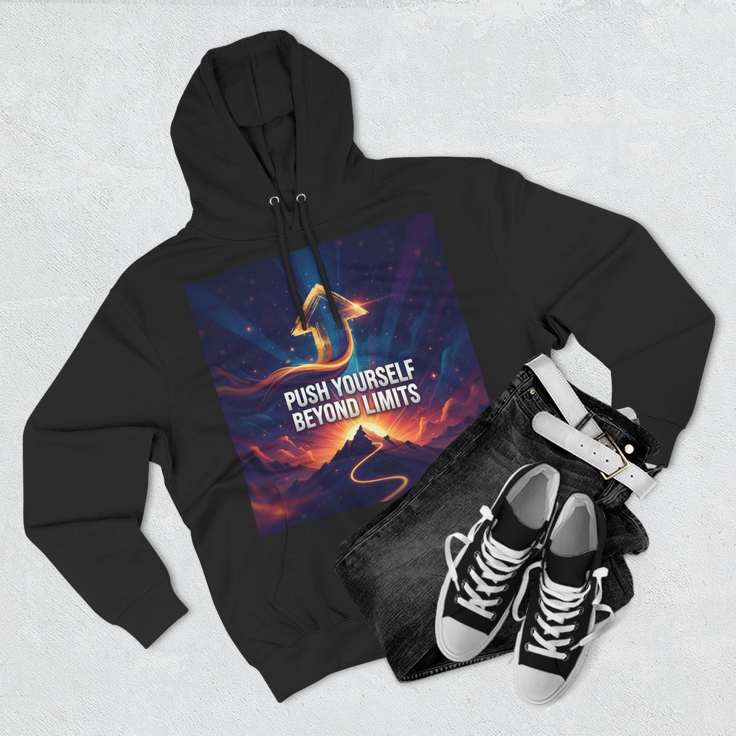 Inspirational Fleece Hoodie - Push Yourself Beyond Limits, Cozy Sweatshirt, Motivational Apparel, Gift for Dreamers, Casual Wear