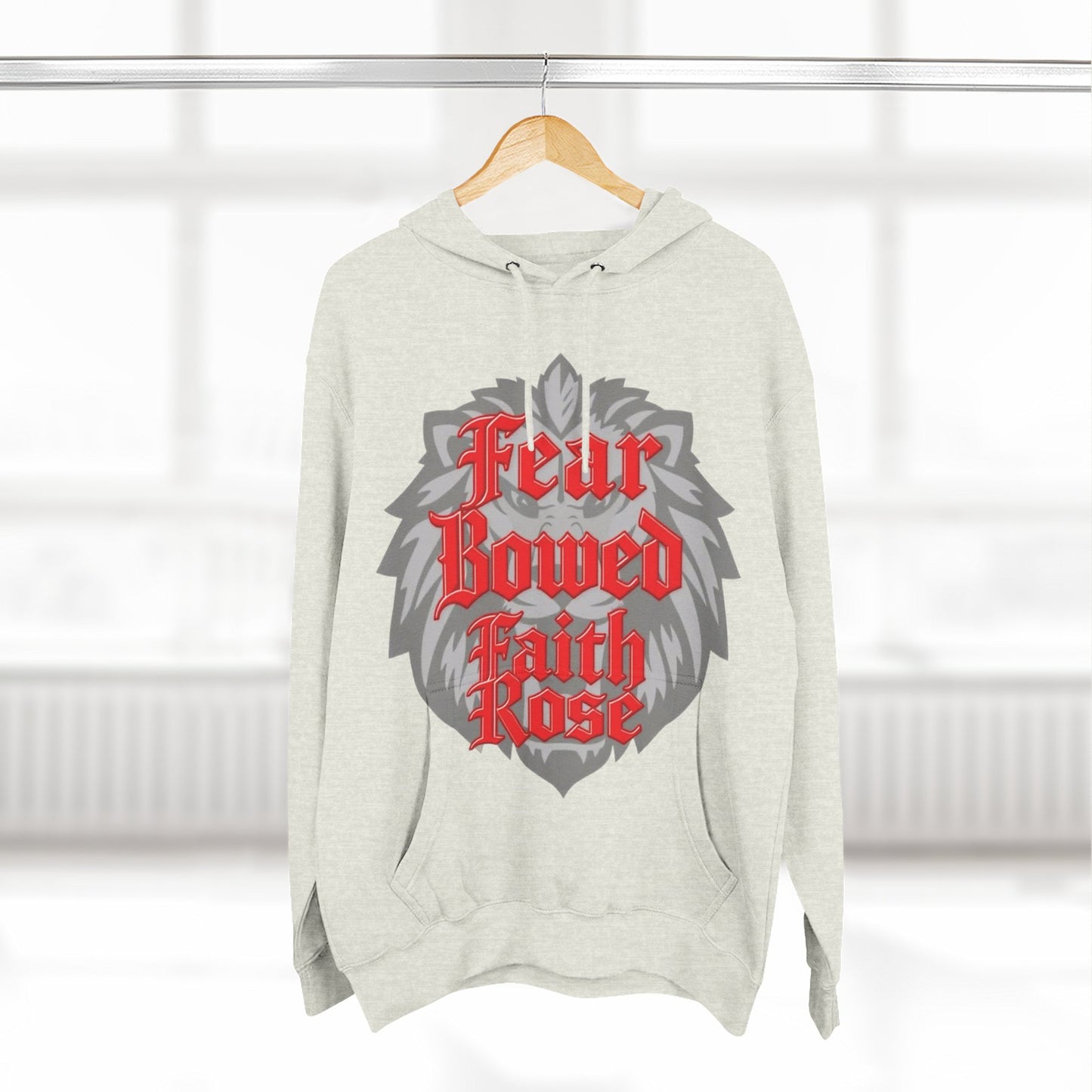 Fear Bowed Faith Rose Fleece Hoodie, Casual Wear, Gift for Her, Inspirational Apparel, Cozy Sweatshirt