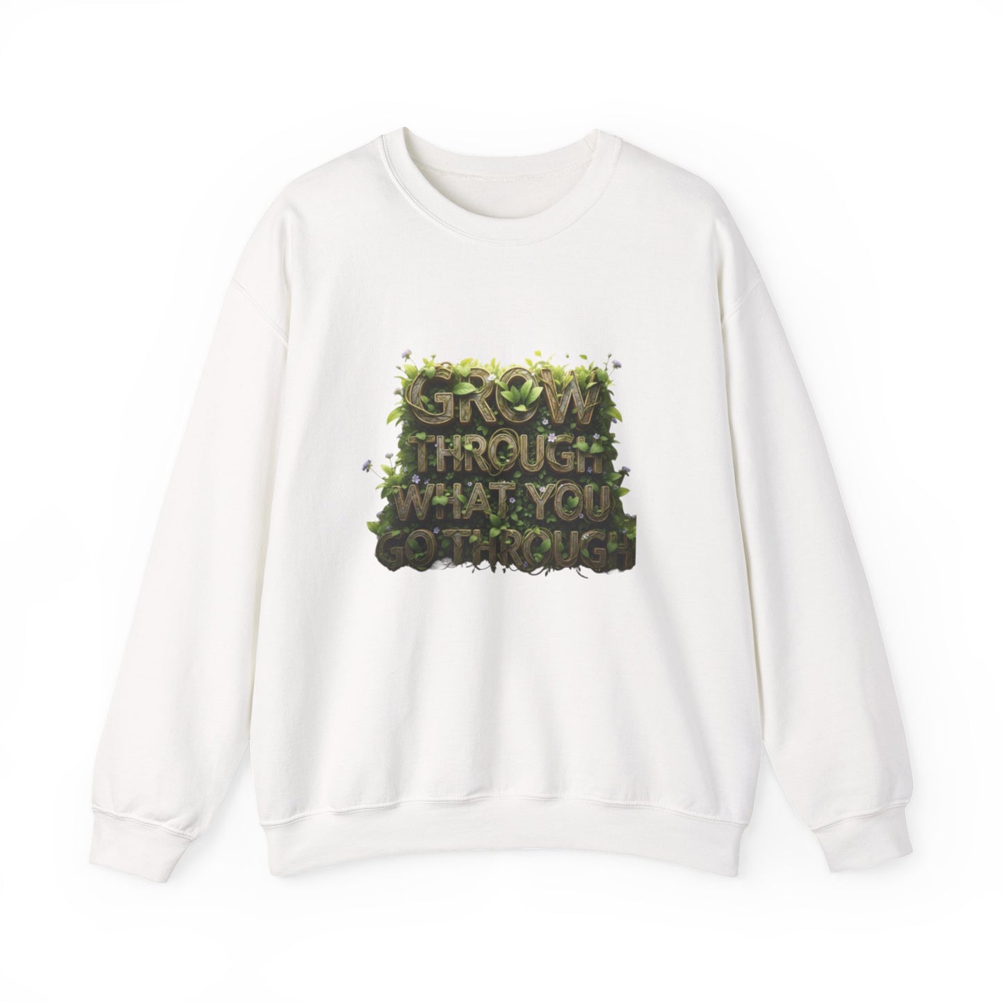 Nature-Inspired Motivational Sweatshirt, 'Grow Through What You Go Through' Crewneck, Cozy Gift for Nature Lovers