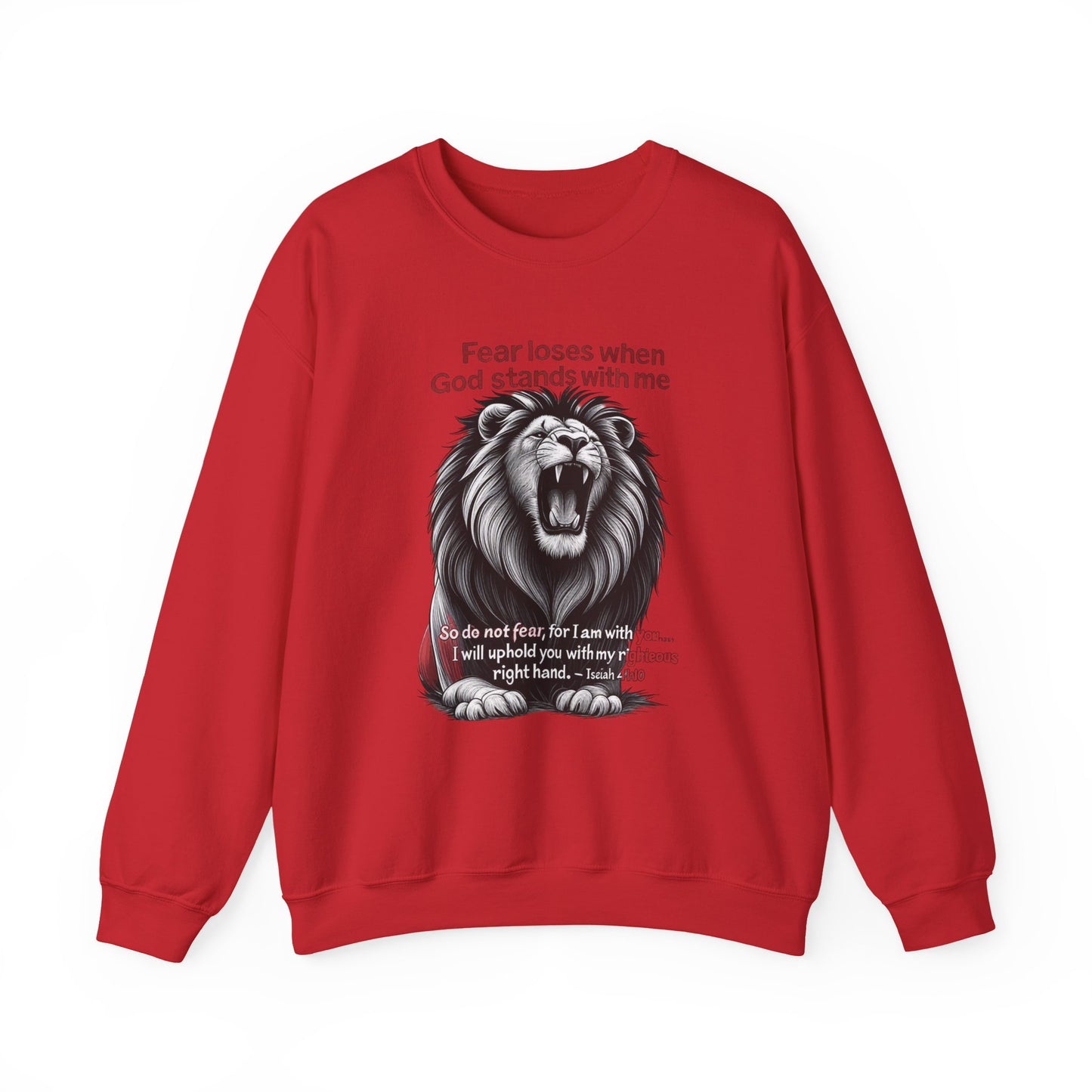 Fearless Lion Inspirational Crewneck Sweatshirt, Motivational Gift, Unisex Apparel, Cozy Sweatshirt, Christian Quote Sweatshirt