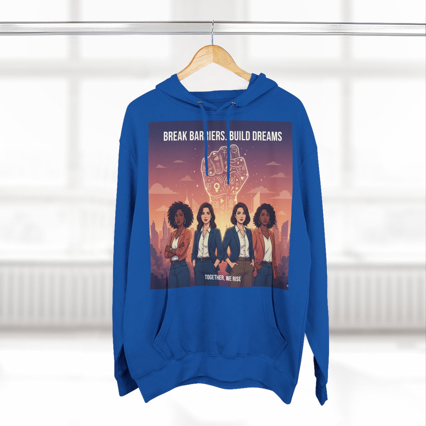 Empowering Women's Three-Panel Fleece Hoodie - Cozy, Inspirational Apparel for Dream Chasers, Gift for Her, Motivational Clothing.