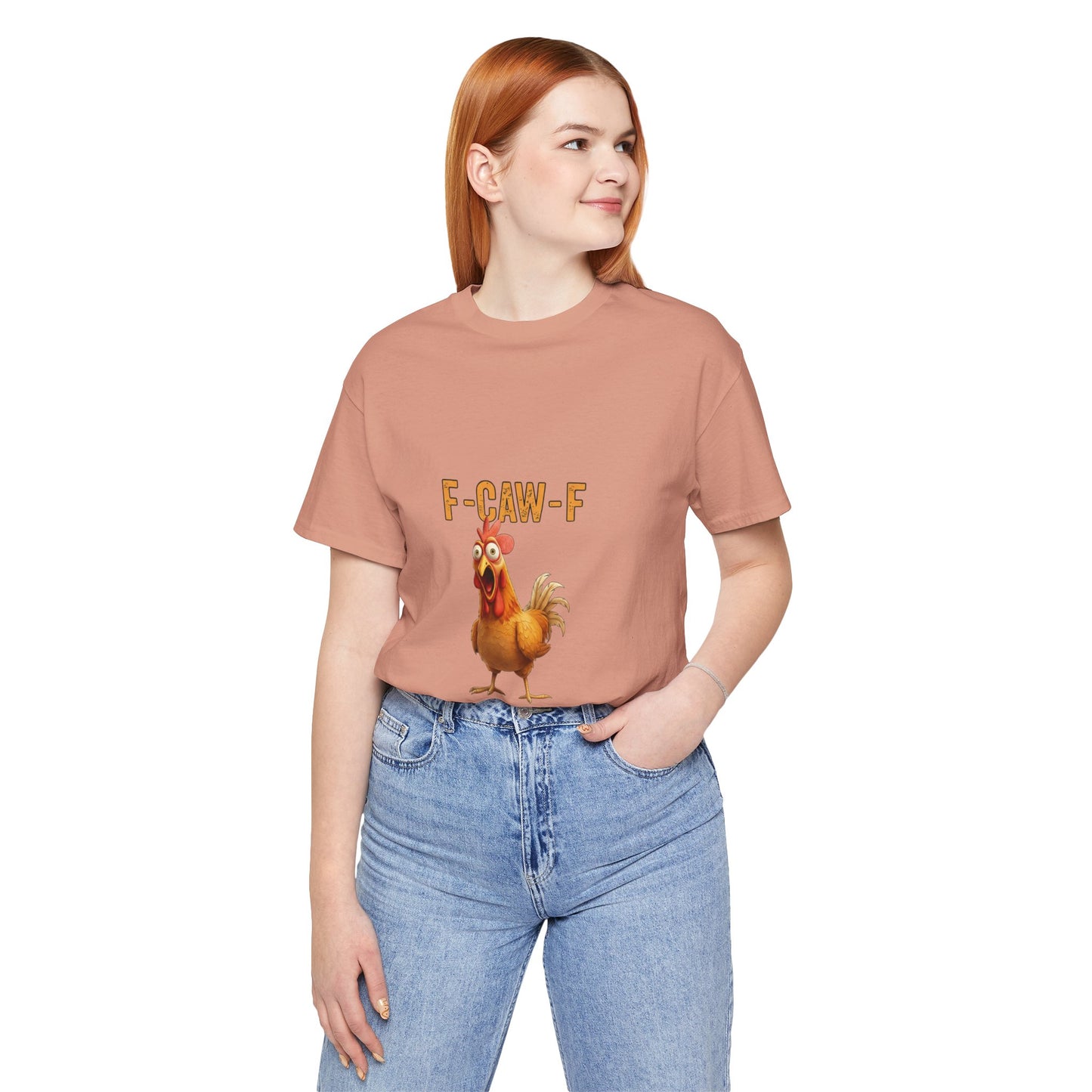 Funny Chicken Graphic Tee, Unisex Jersey Short Sleeve Shirt, Gift for Animal Lovers, Casual Wear, Humorous T-Shirt, F-CAW-F Tee