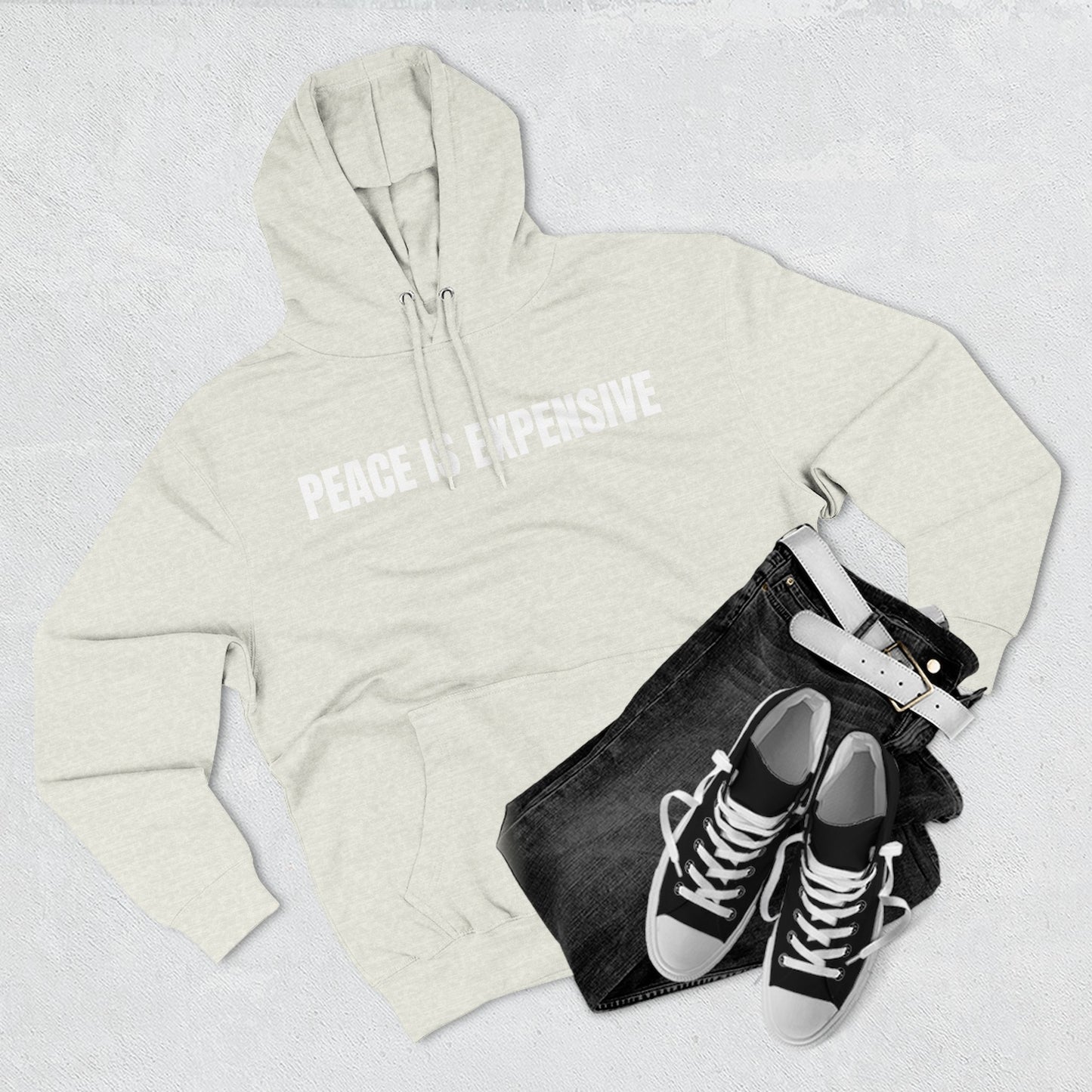 Peace is Expensive Fleece Hoodie, Cozy Pullover for Comfort, Stylish Gift for Friends, Unisex Streetwear, Warm Casual Wear