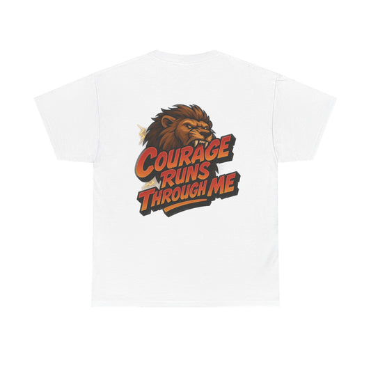 Courage-Inspired Unisex Heavy Cotton Tee, Motivational Shirt, Lion Graphic Tee, Confidence Apparel, Gift for Encouragement