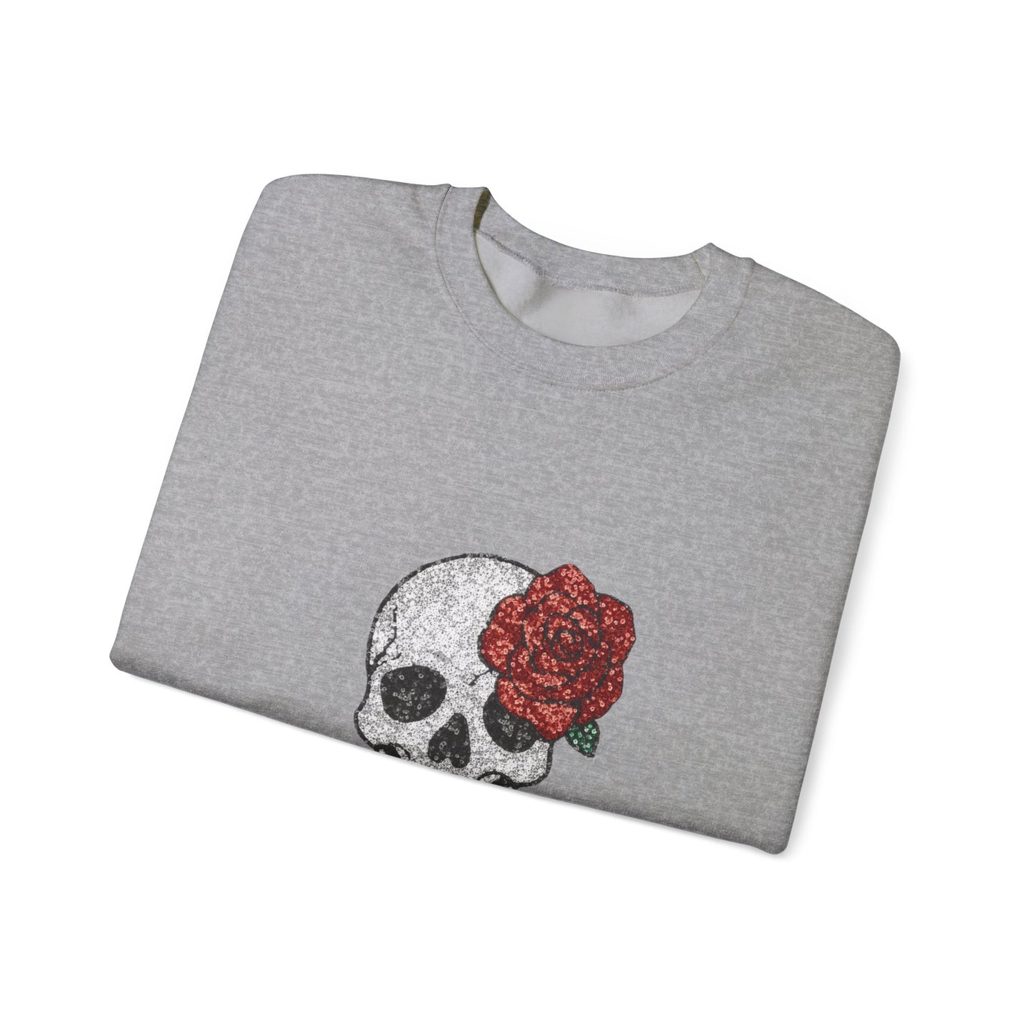 Skull & Roses Sweatshirt - Unisex Heavy Blend Crewneck, Perfect for Halloween, Casual Wear, and Unique Gifts