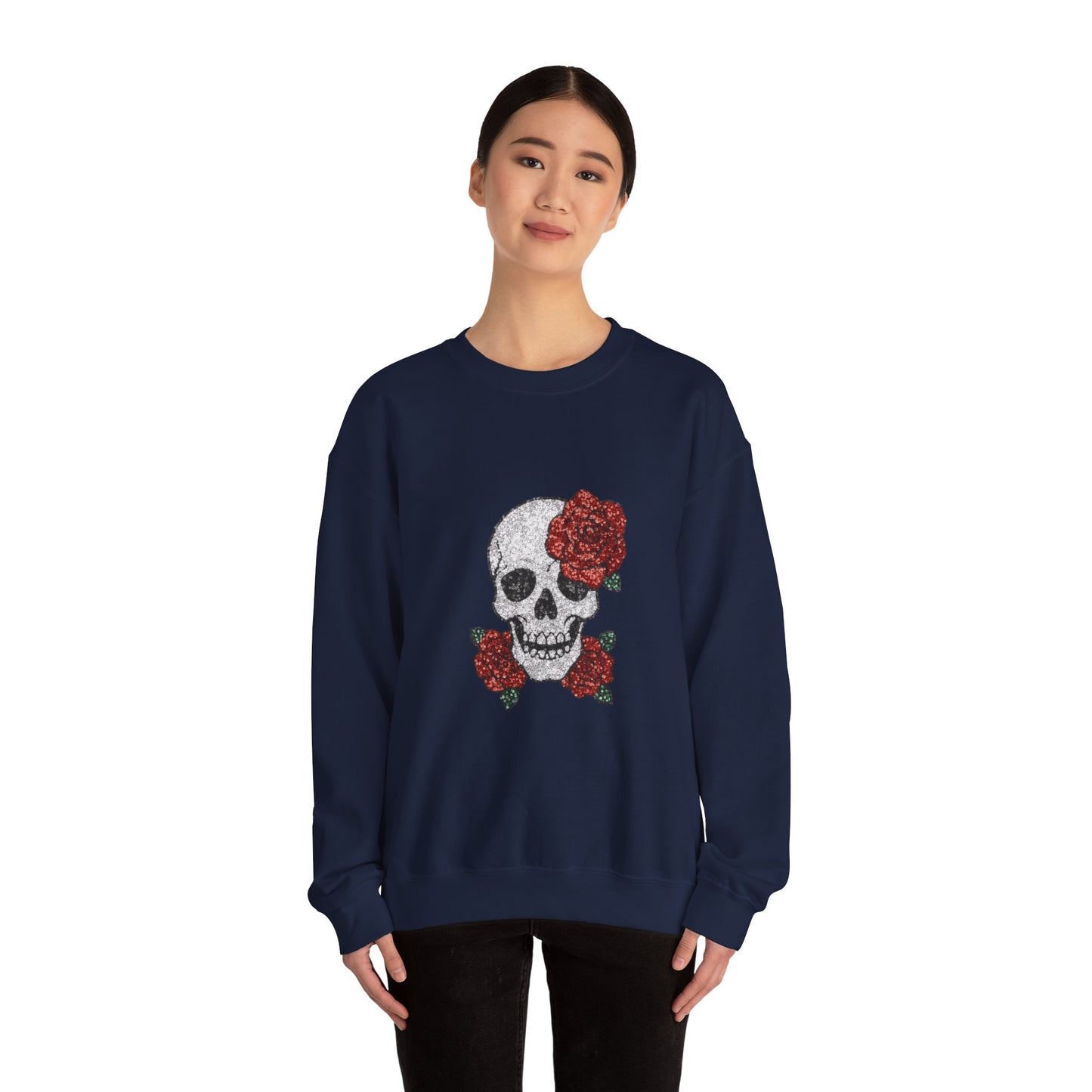 Skull & Roses Sweatshirt - Unisex Heavy Blend Crewneck, Perfect for Halloween, Casual Wear, and Unique Gifts