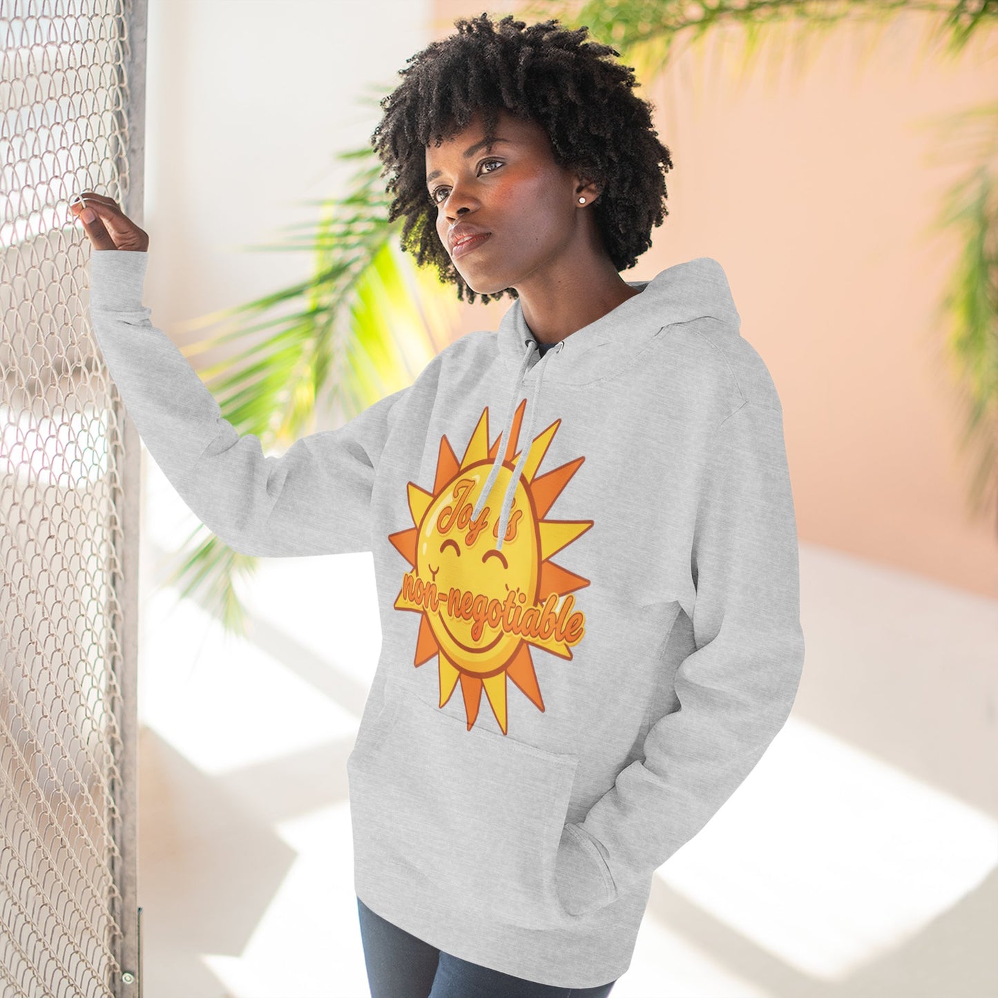 Joyful Fleece Hoodie - Sun Design, Casual Wear, Cozy Gift, Cheerful Apparel, Sunshine Hoodie