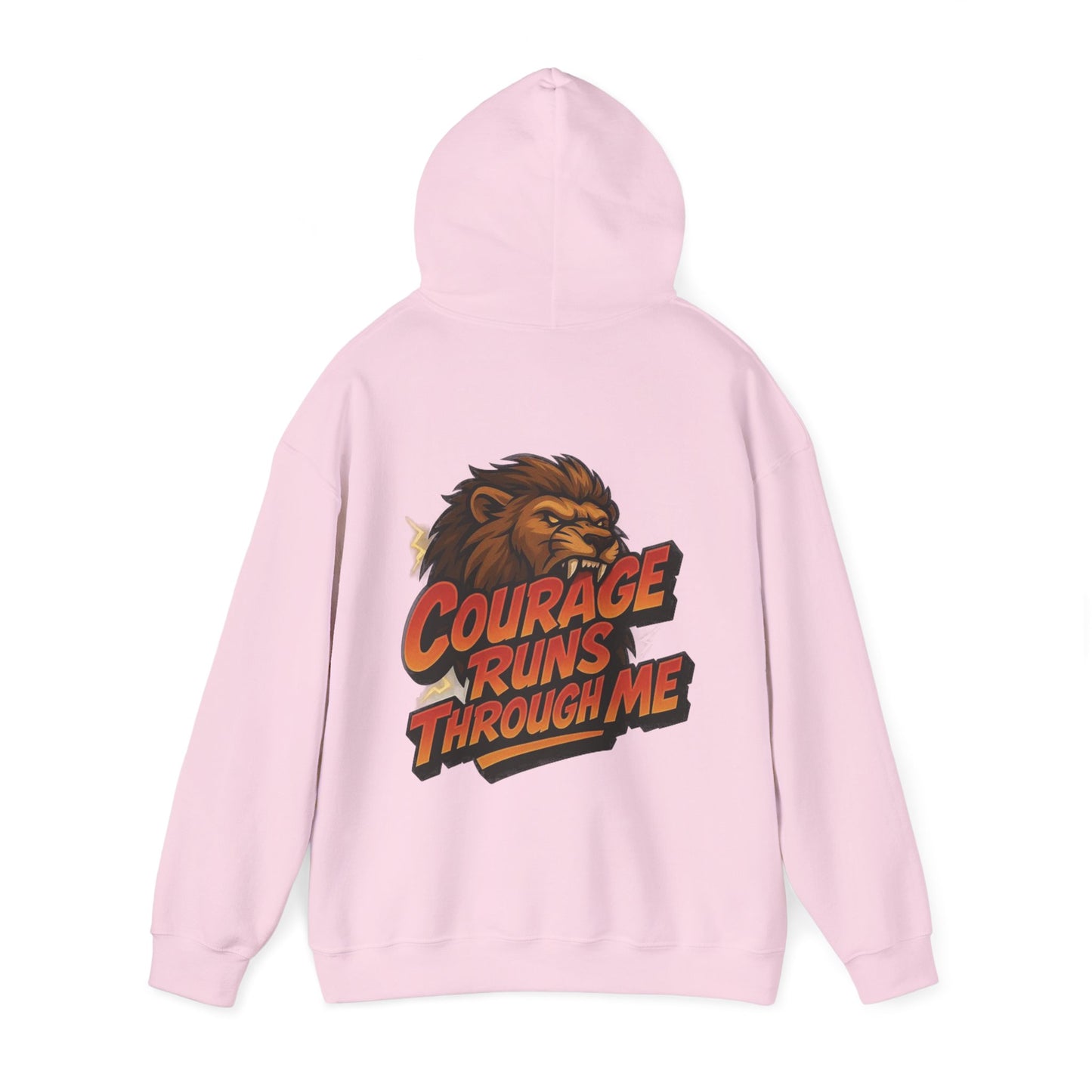 Courage Runs Through Me Hoodie - Unisex Heavy Blend Sweatshirt, Cozy Gift for Motivational Living, Perfect for Workout.
