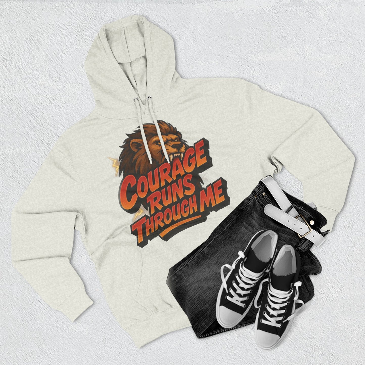 Courageous Lion Fleece Hoodie - Motivational Gift for Animal Lovers, Cozy Apparel for Fall, Bold Statement Wear, Unisex Sweatshirt, [...]