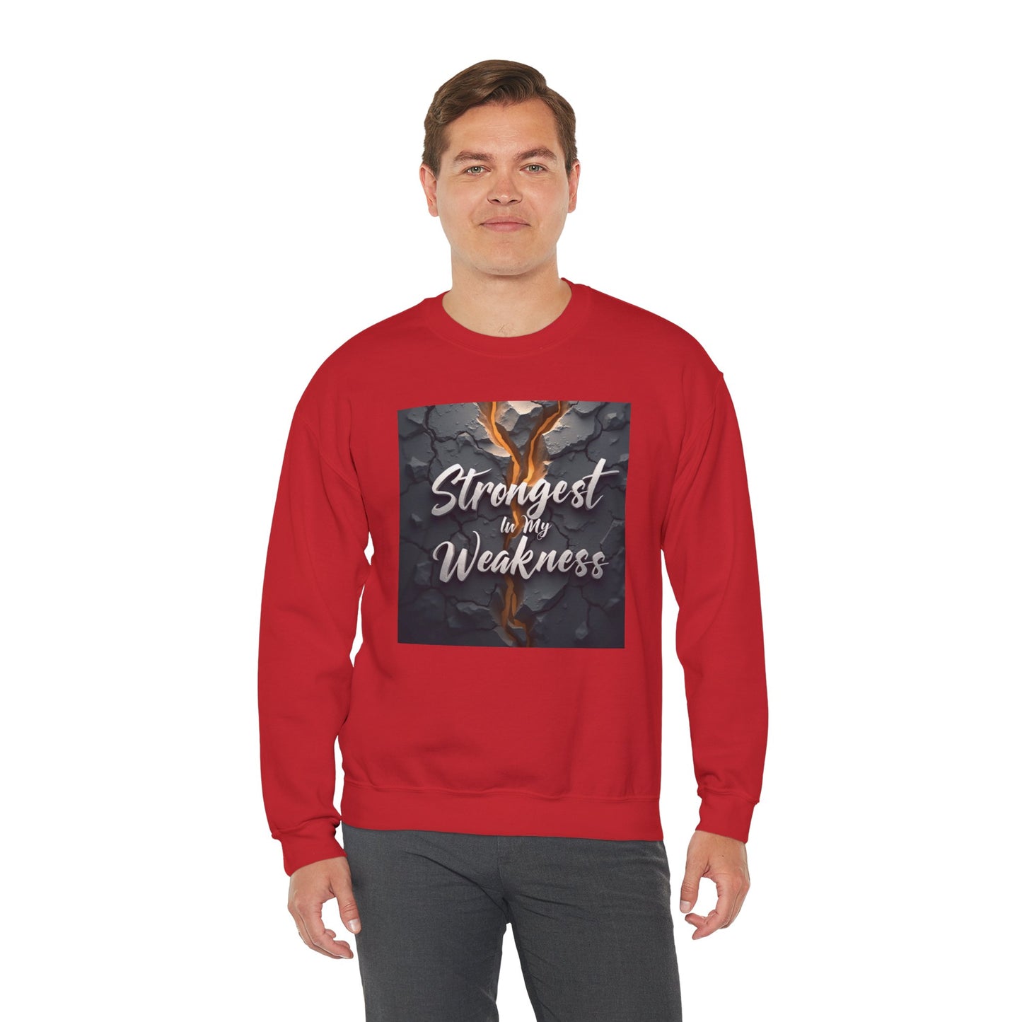 Strongest in My Weakness Sweatshirt | Cozy Unisex Crewneck | Inspirational Gift for Friends, Self-Care, Motivational Wear, Warm Layer