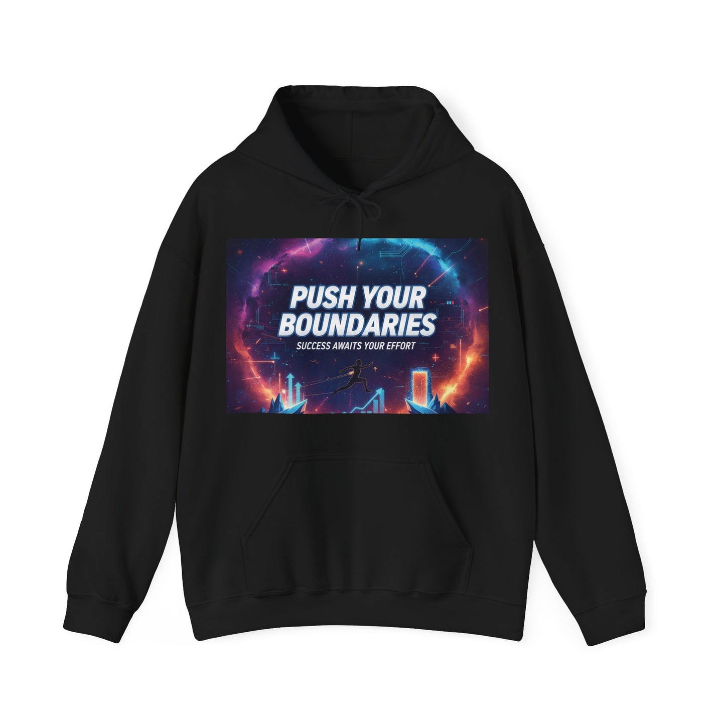 Motivational Graphic Hoodie, Push Your Boundaries Sweatshirt, Gift for Entrepreneurs, Cozy Layer for Success, Inspirational Apparel