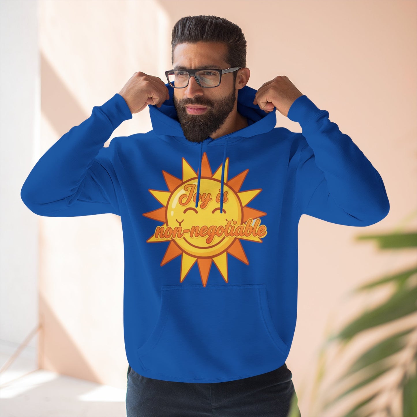 Joyful Fleece Hoodie - Sun Design, Casual Wear, Cozy Gift, Cheerful Apparel, Sunshine Hoodie