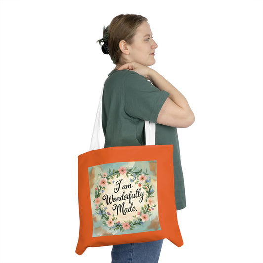 Floral Inspirational Shoulder Tote Bag, Eco-Friendly Everyday Tote, Gift for Her, Motivational Quote Bag, Practical Shopping Tote