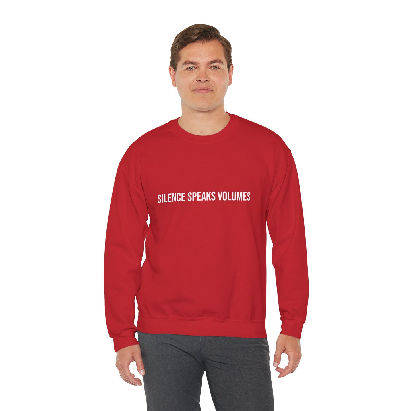 Unisex Heavy Blend™ Crewneck Sweatshirt - Silence Speaks Volumes, Cozy Casual Wear, Inspirational Gift.