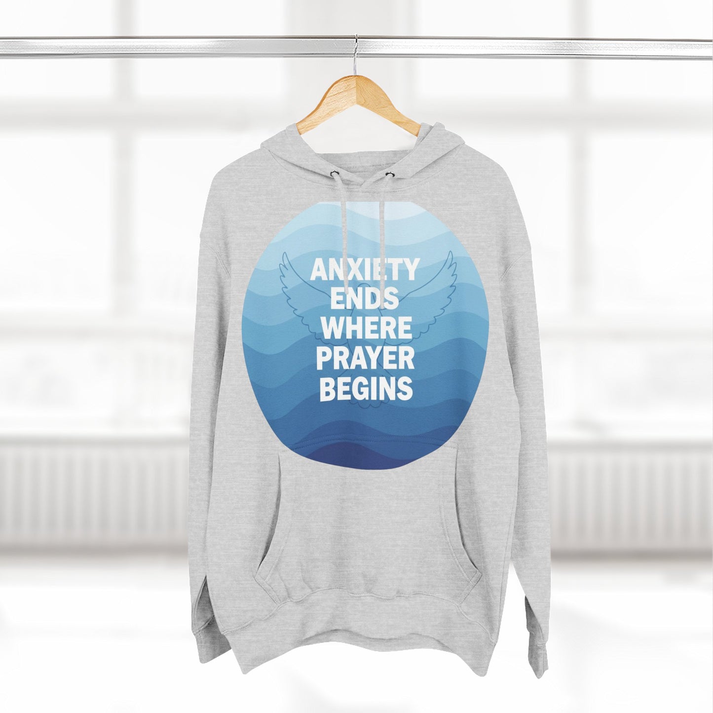Inspirational Fleece Hoodie: 'Anxiety Ends Where Prayer Begins' - Cozy Sweatshirt for Comfort, Faith, Gifts, Self-Care, Everyday Wear