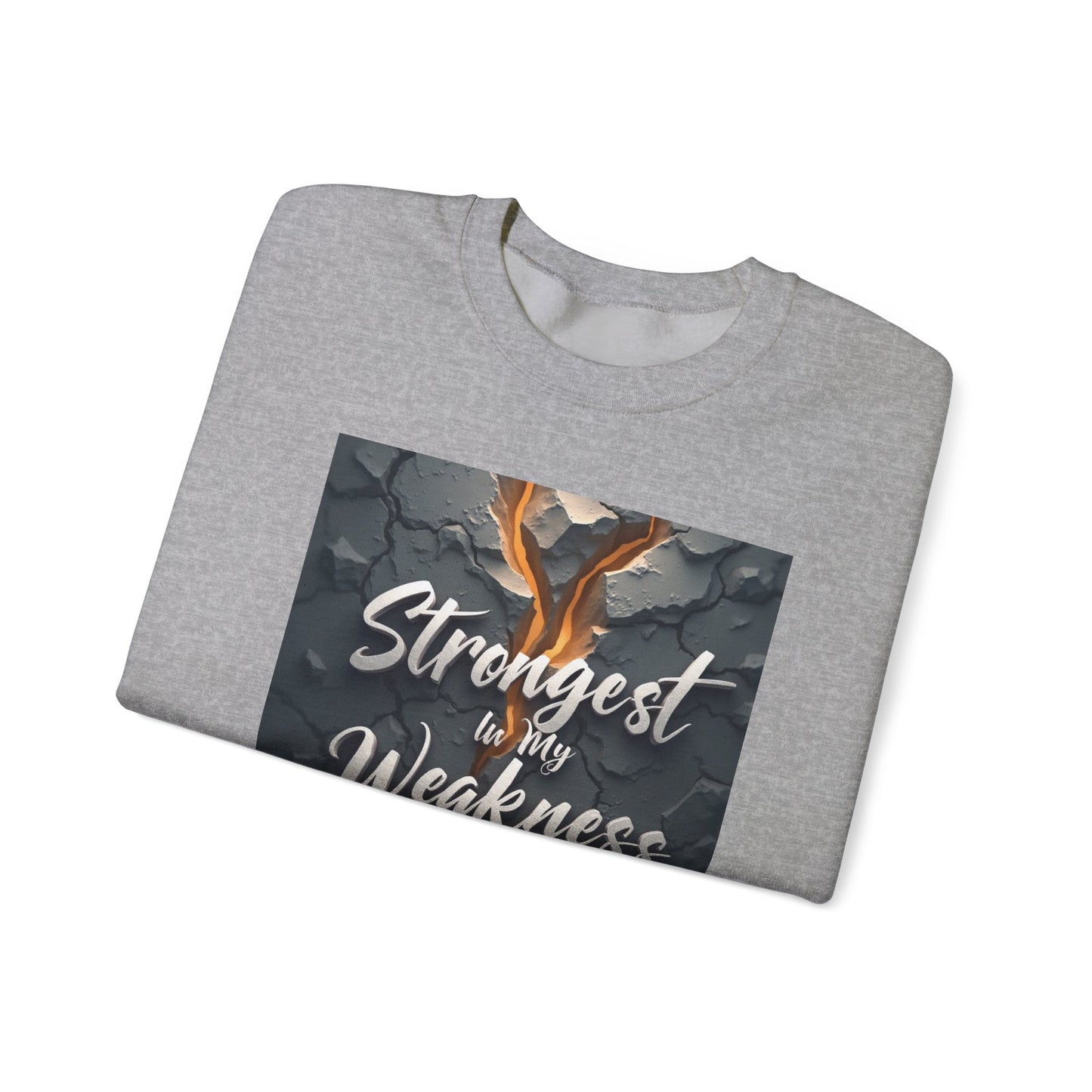 Strongest in My Weakness Sweatshirt | Cozy Unisex Crewneck | Inspirational Gift for Friends, Self-Care, Motivational Wear, Warm Layer
