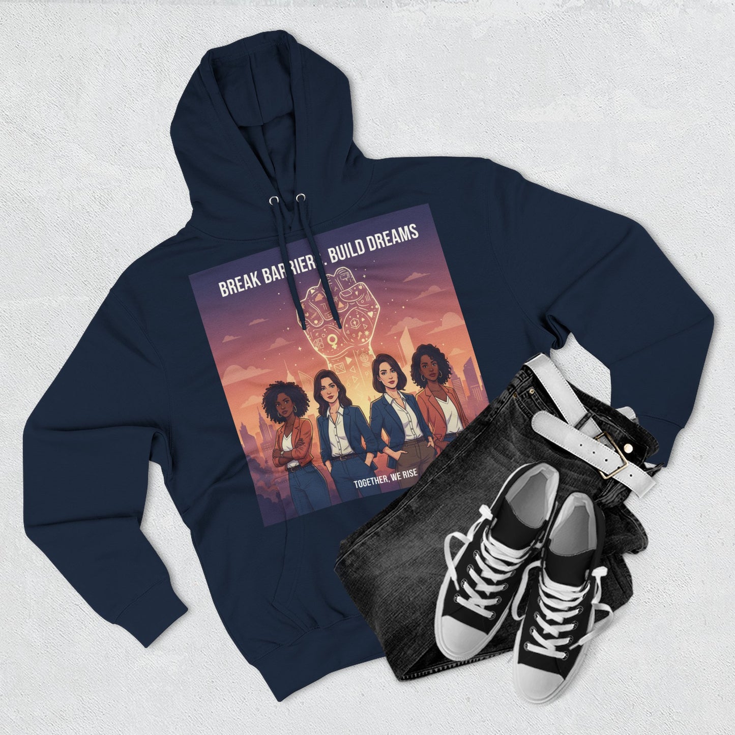 Empowering Women's Three-Panel Fleece Hoodie - Cozy, Inspirational Apparel for Dream Chasers, Gift for Her, Motivational Clothing.