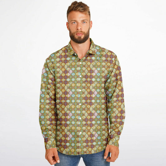 Long Sleeve Button Down Shirt - AOP