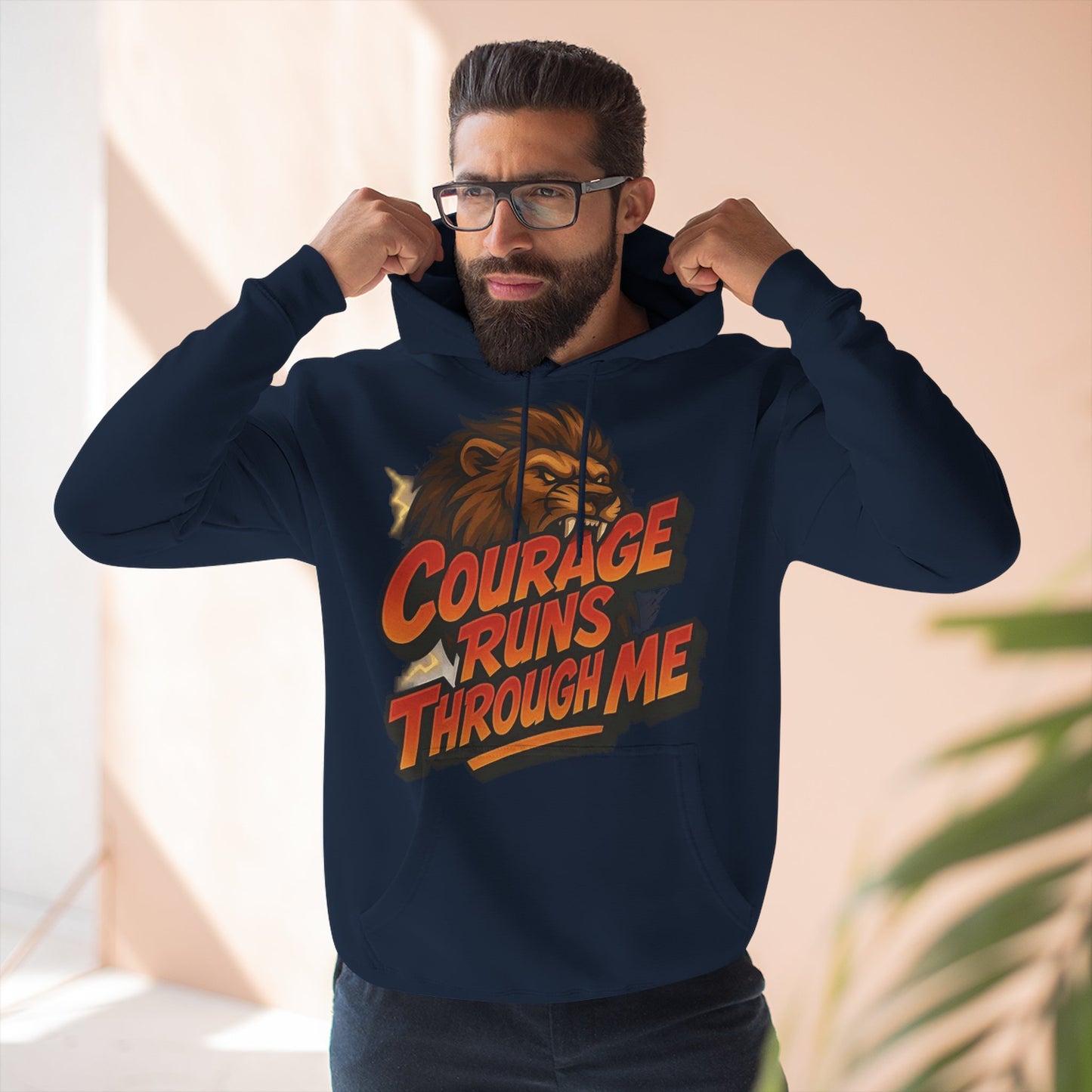 Courageous Lion Fleece Hoodie - Motivational Gift for Animal Lovers, Cozy Apparel for Fall, Bold Statement Wear, Unisex Sweatshirt, [...]