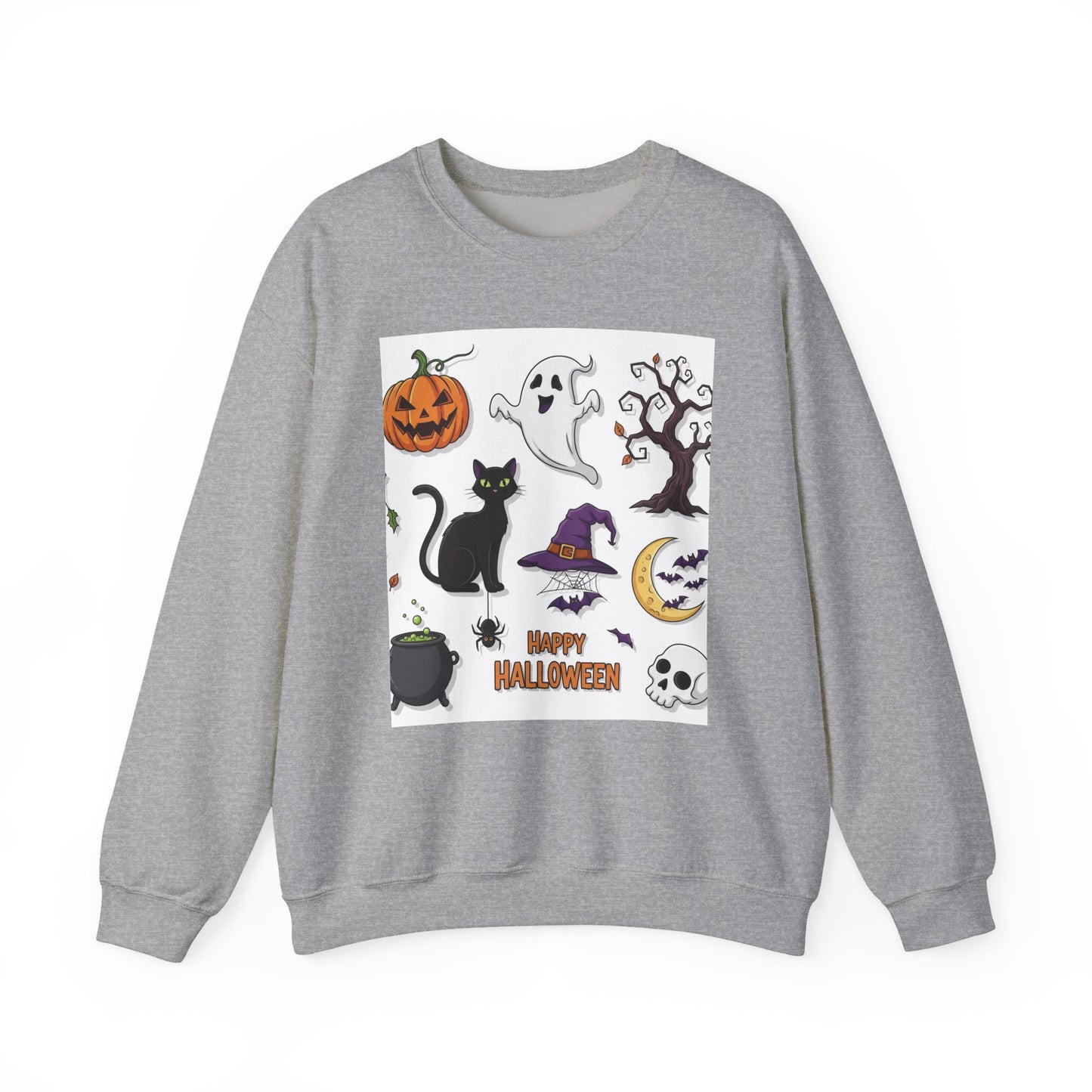 Halloween Spirit Crewneck Sweatshirt - Unisex, Cozy Halloween Gift, Fall Apparel, Spooky Season Sweater, Ghost & Pumpkin Sweatshirt