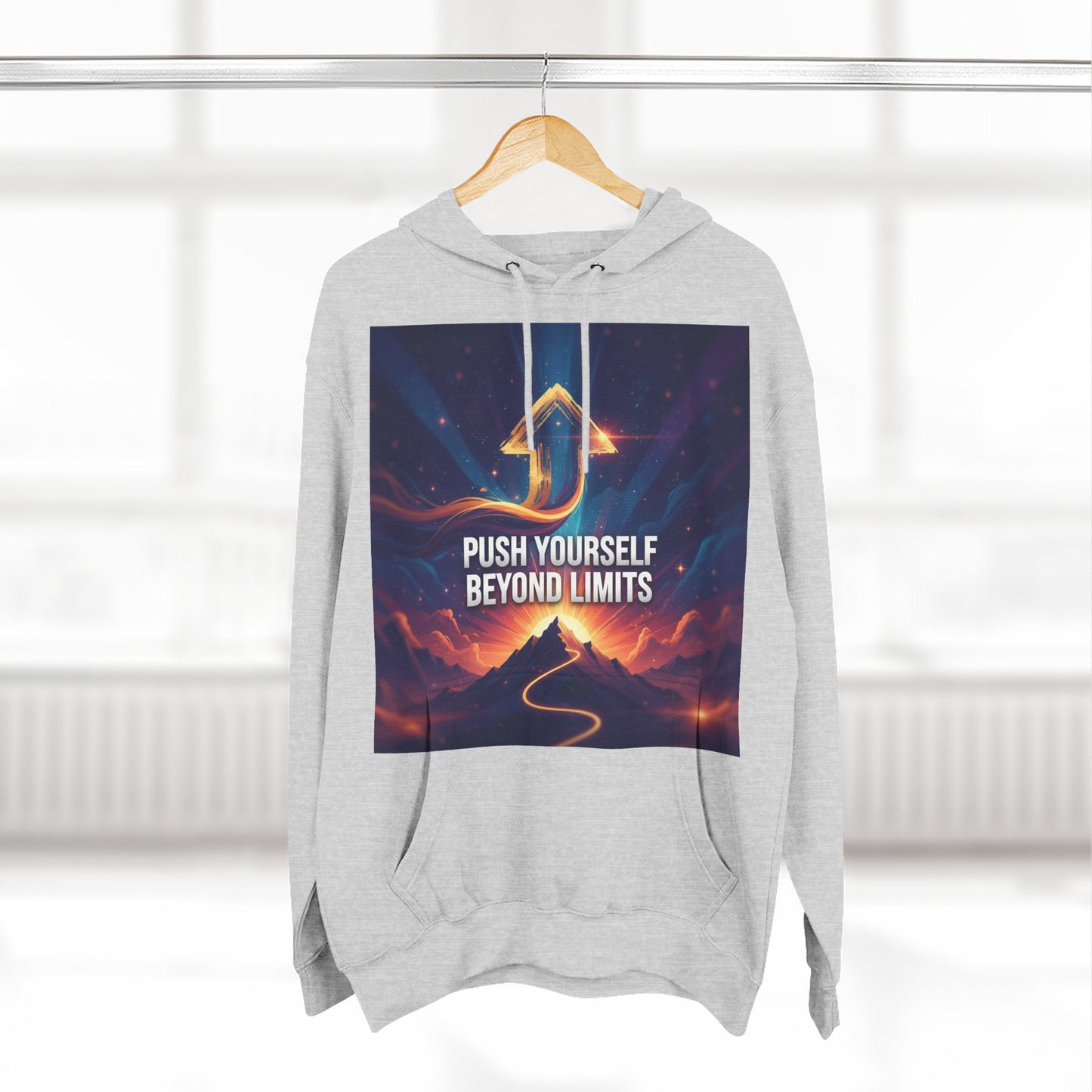 Inspirational Fleece Hoodie - Push Yourself Beyond Limits, Cozy Sweatshirt, Motivational Apparel, Gift for Dreamers, Casual Wear