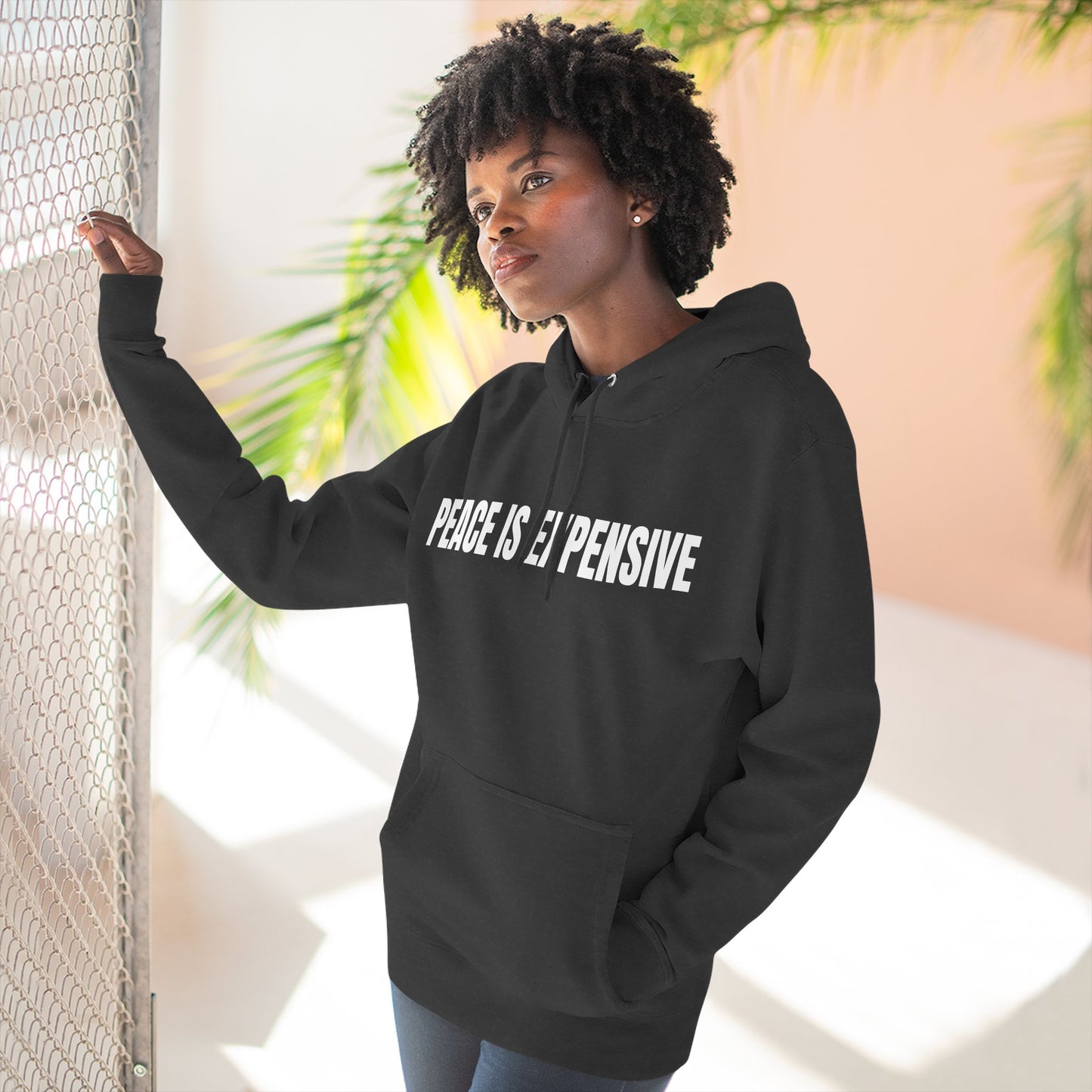 Peace is Expensive Fleece Hoodie, Cozy Pullover for Comfort, Stylish Gift for Friends, Unisex Streetwear, Warm Casual Wear