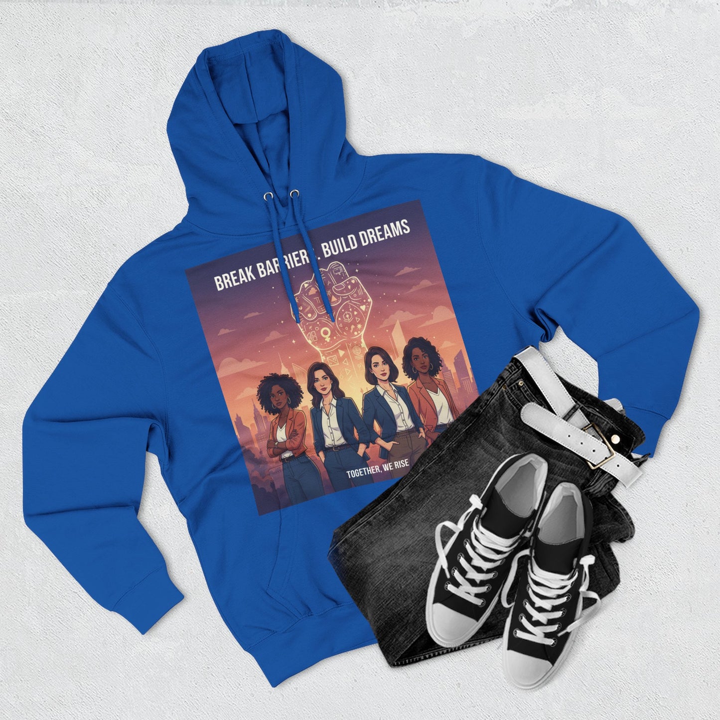 Empowering Women's Three-Panel Fleece Hoodie - Cozy, Inspirational Apparel for Dream Chasers, Gift for Her, Motivational Clothing.