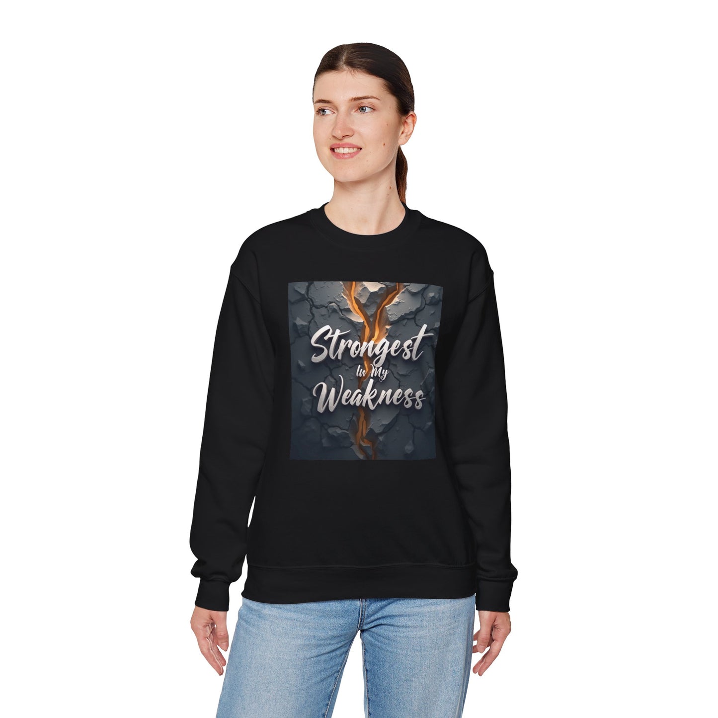 Strongest in My Weakness Sweatshirt | Cozy Unisex Crewneck | Inspirational Gift for Friends, Self-Care, Motivational Wear, Warm Layer
