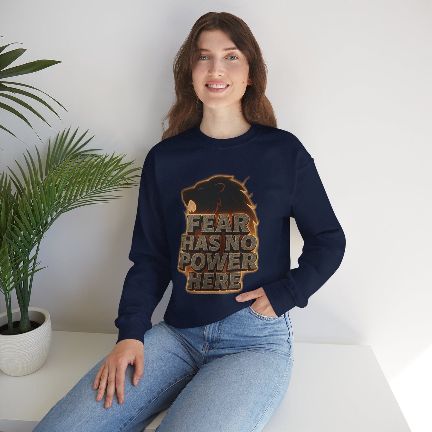Fearless Lion Crewneck Sweatshirt - Cozy Unisex Top, Gift for Animal Lovers, Empowerment Apparel, Casual Fashion