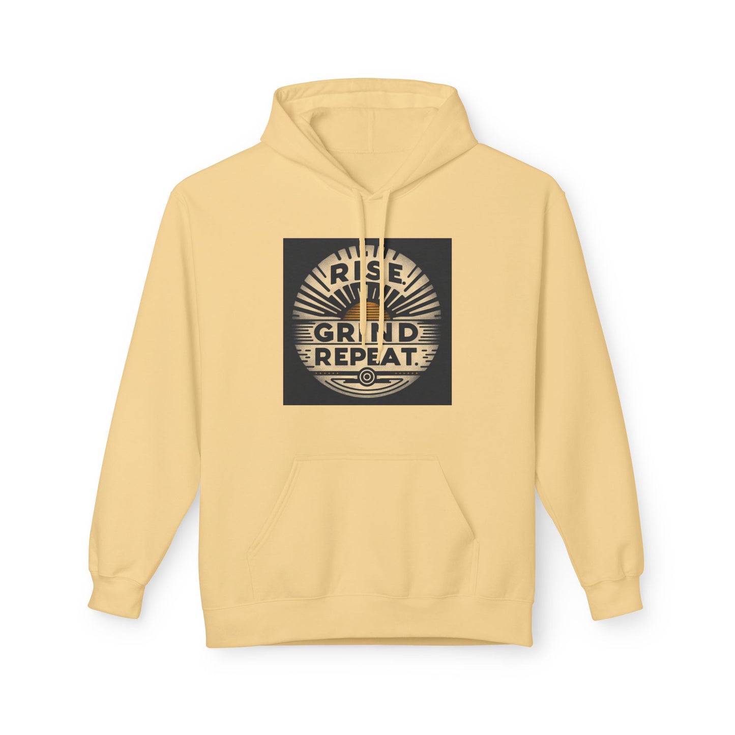 Rise, Grind, Repeat Motivational Fleece Hoodie - Unisex Crew Neck Sweatshirt for Gym, Fitness, Workout, Casual, Gift