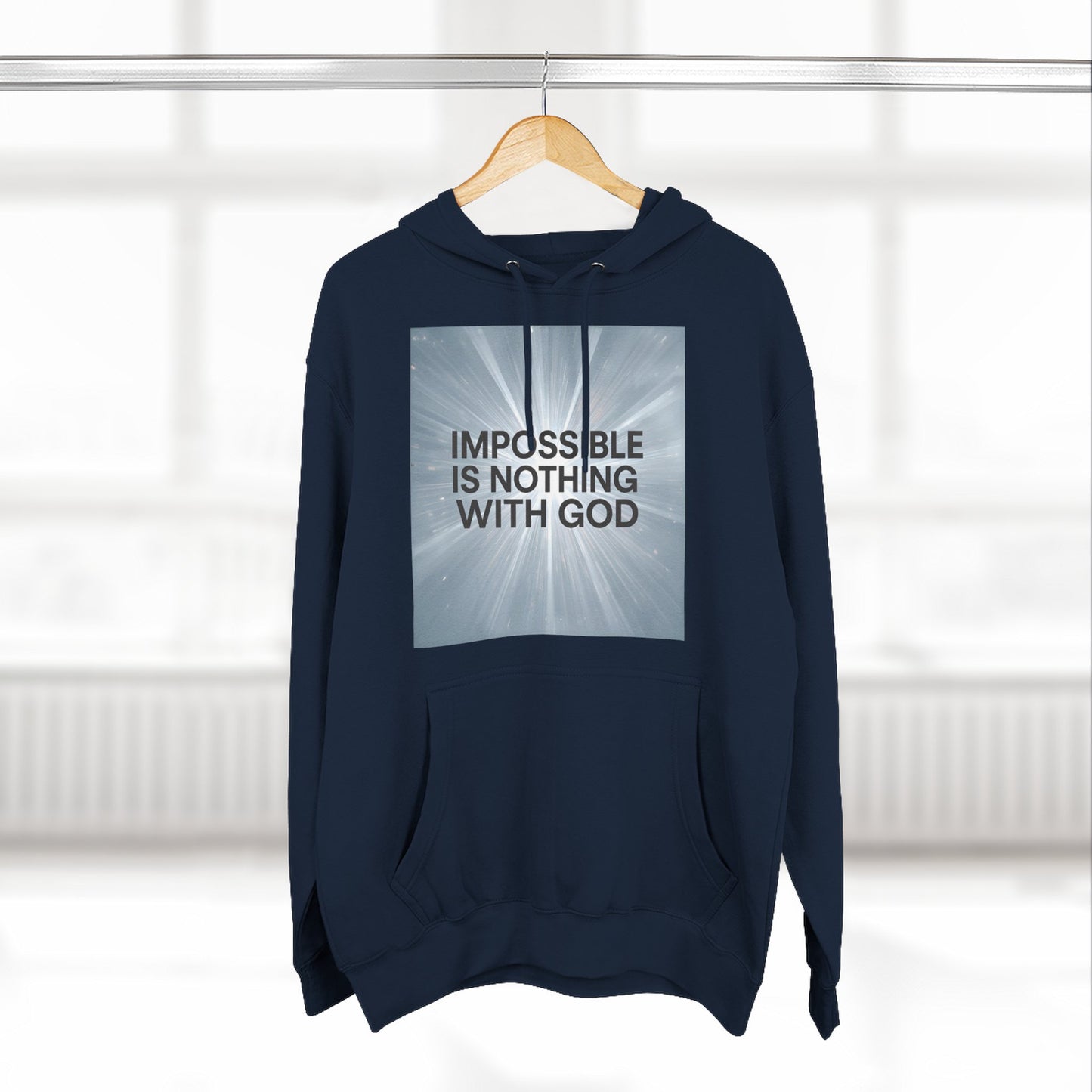 Inspirational Fleece Hoodie - Impossible is Nothing with God, Cozy Sweatshirt for Faith, Spirituality, Gift for Religious Friends.