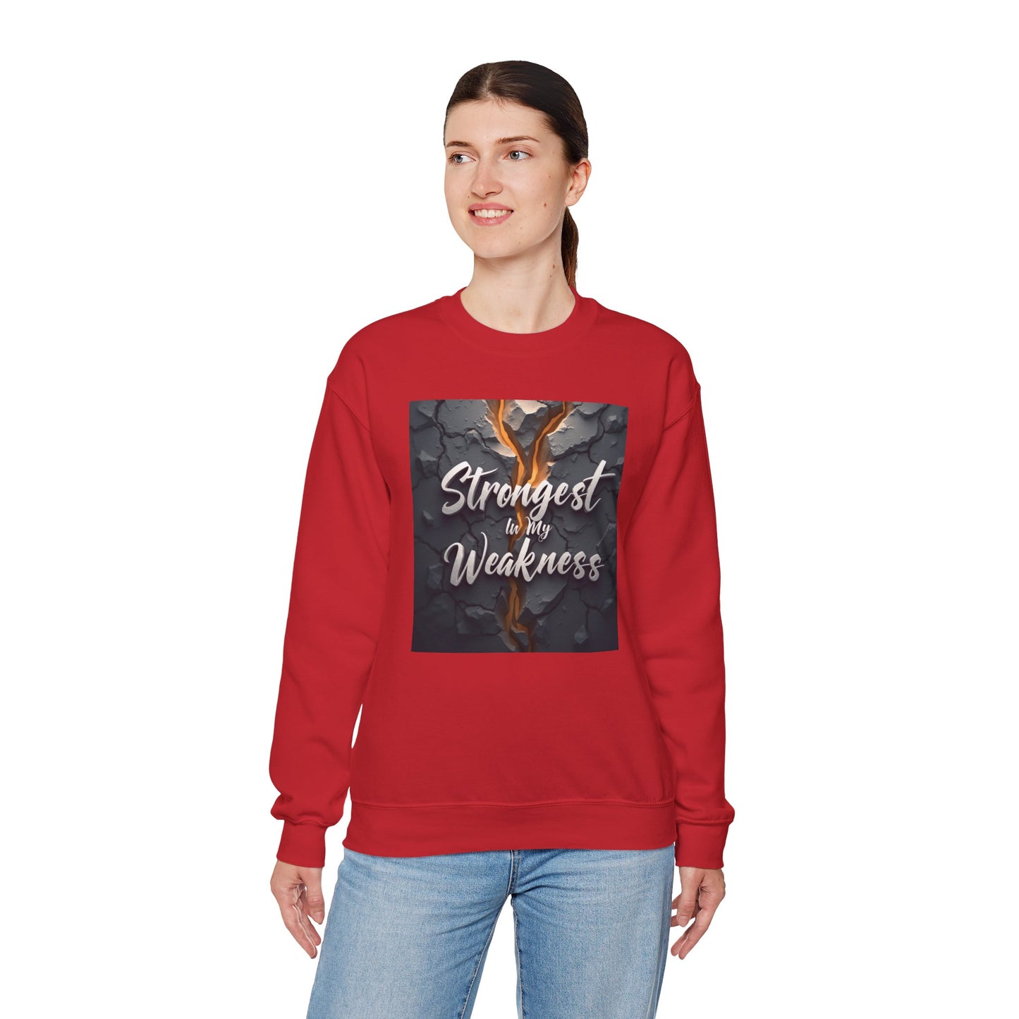 Strongest in My Weakness Sweatshirt | Cozy Unisex Crewneck | Inspirational Gift for Friends, Self-Care, Motivational Wear, Warm Layer