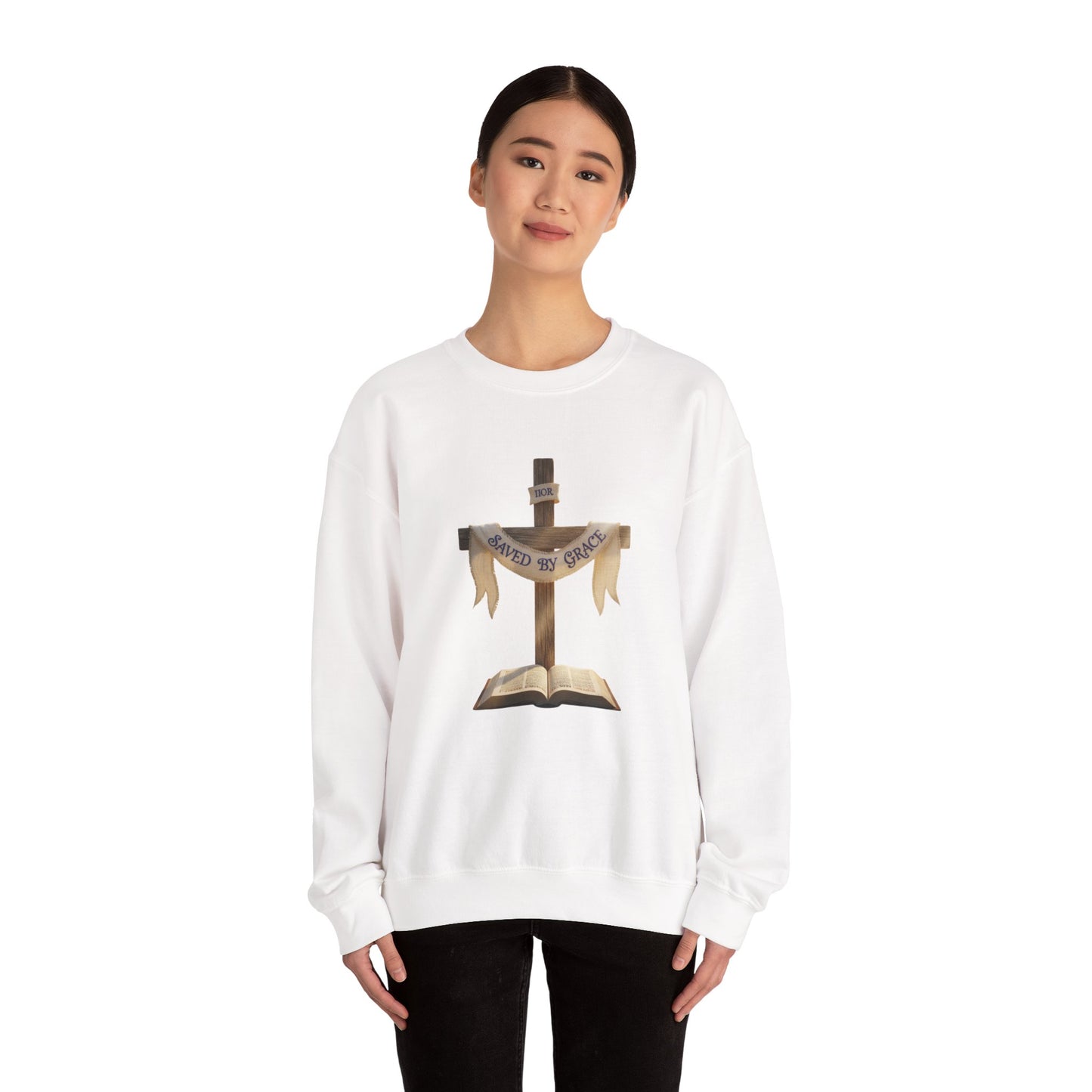 Faith-Inspired Crewneck Sweatshirt, Unisex Casual Wear, Christian Apparel, Cozy Gift for Religious Occasions, Scripture Design