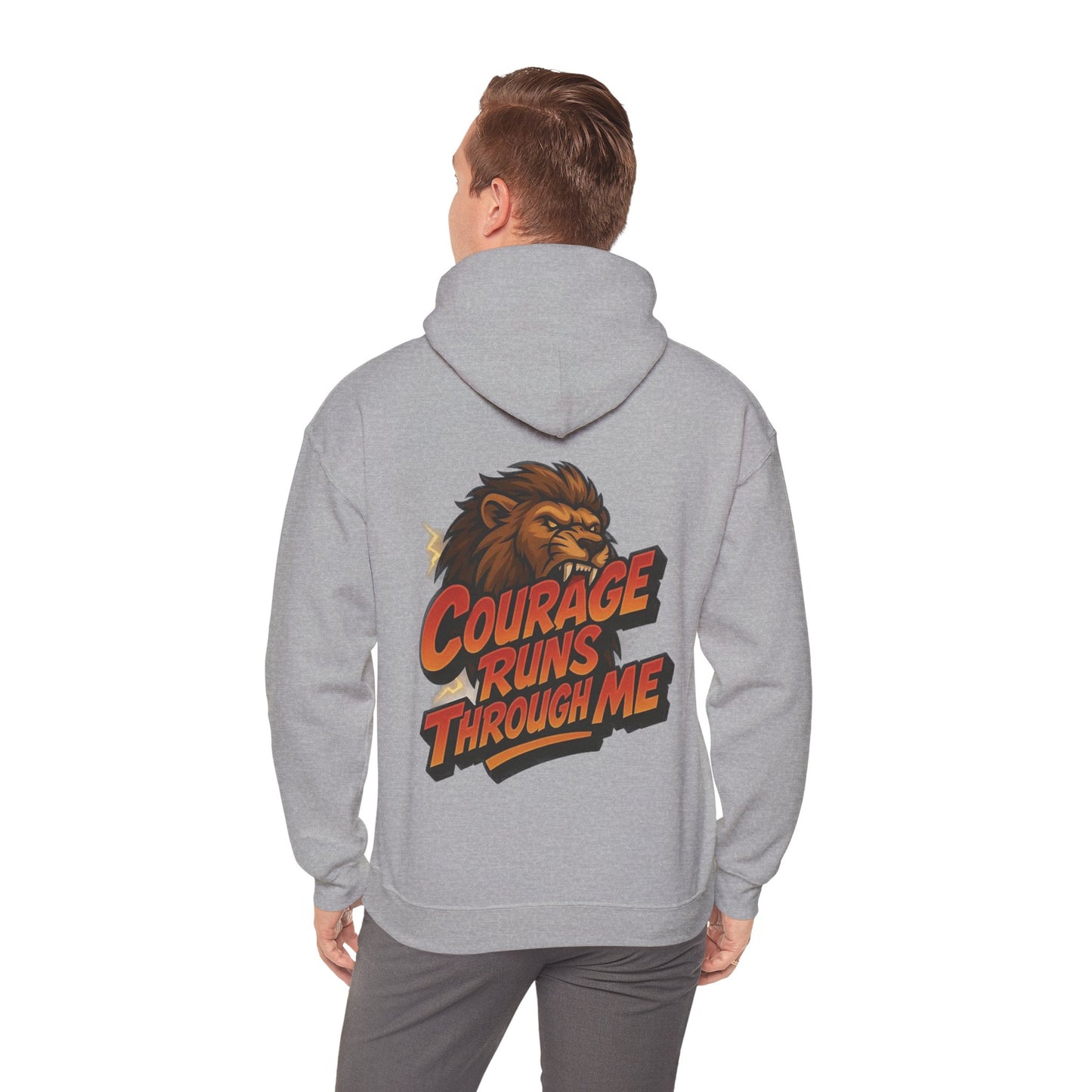 Courage Runs Through Me Hoodie - Unisex Heavy Blend Sweatshirt, Cozy Gift for Motivational Living, Perfect for Workout.
